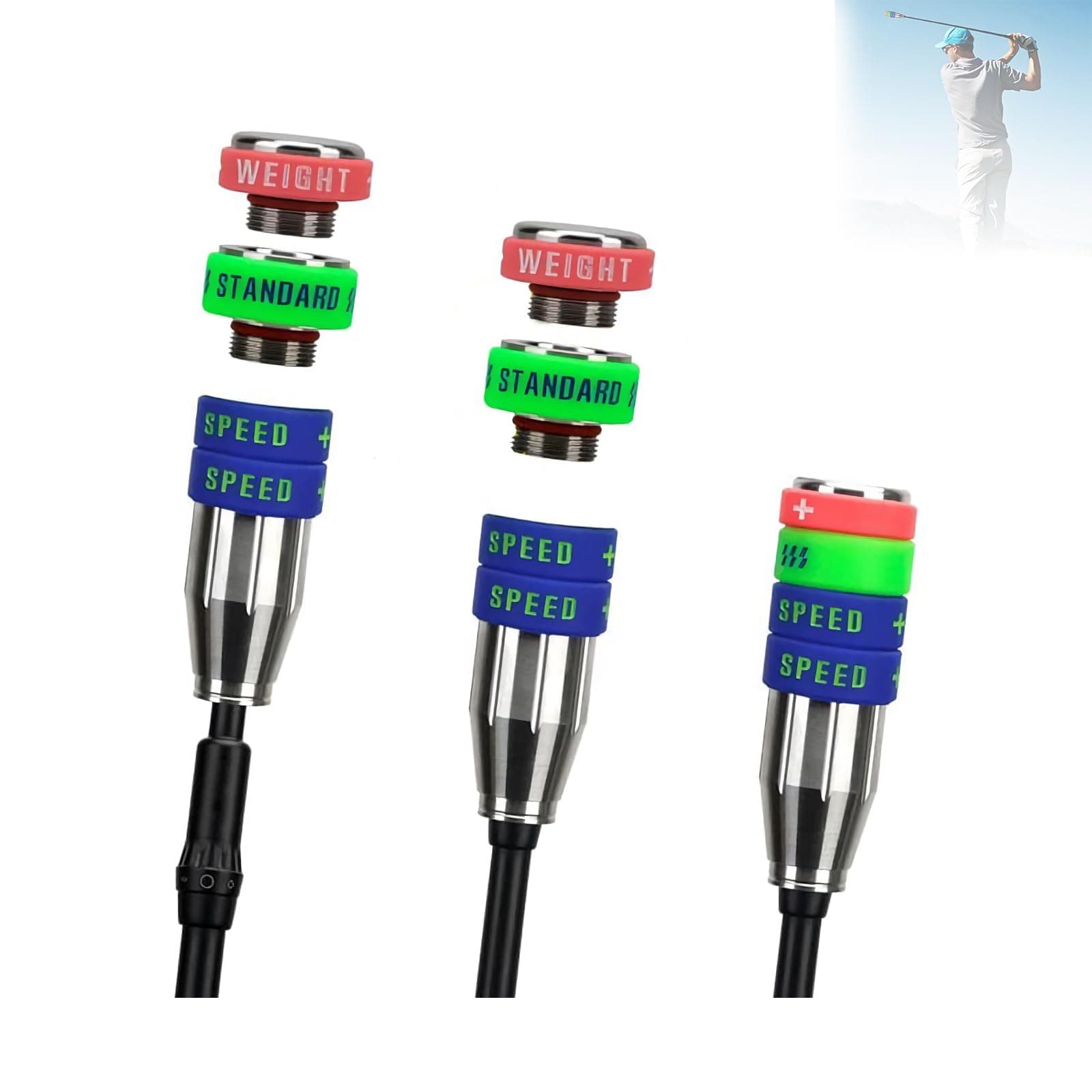 Golf Swing Speed Trainer Adjustable Training Equipment, Golf Tempo & Strength Training Tool Three Weight Configuration Options, Golf Trainer Aid for Beginners Warm-Ups, Practice