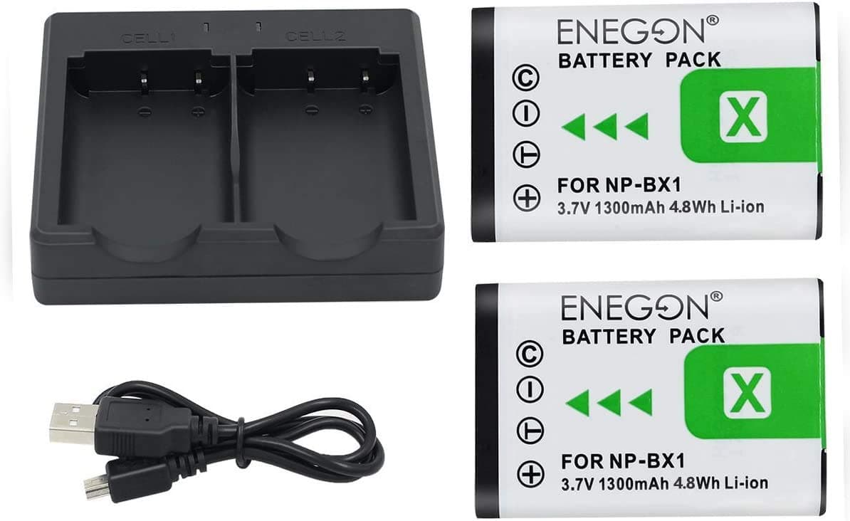 NP-BX1 ENEGON Battery (2-Pack) and Rapid Dual Charger for Sony ZV-1, Cyber-Shot DSC-RX100, DSC-RX100 II/III, DSC-RX100M II, HDR-CX405 (Not Suitable for RX100 M4/M5/M6/M7/4/5/6/7)