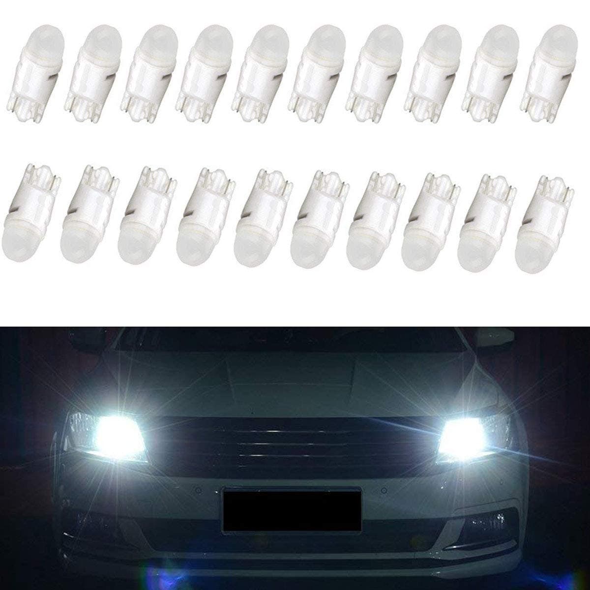 20Pcs Bright LED Bulbs Car Interior Gauge Instrument Panel Dome Map Side Marker Door Courtesy License Plate Light T10 168 192 194 2825 W5W SMD 2835 Led Lights - Clear White