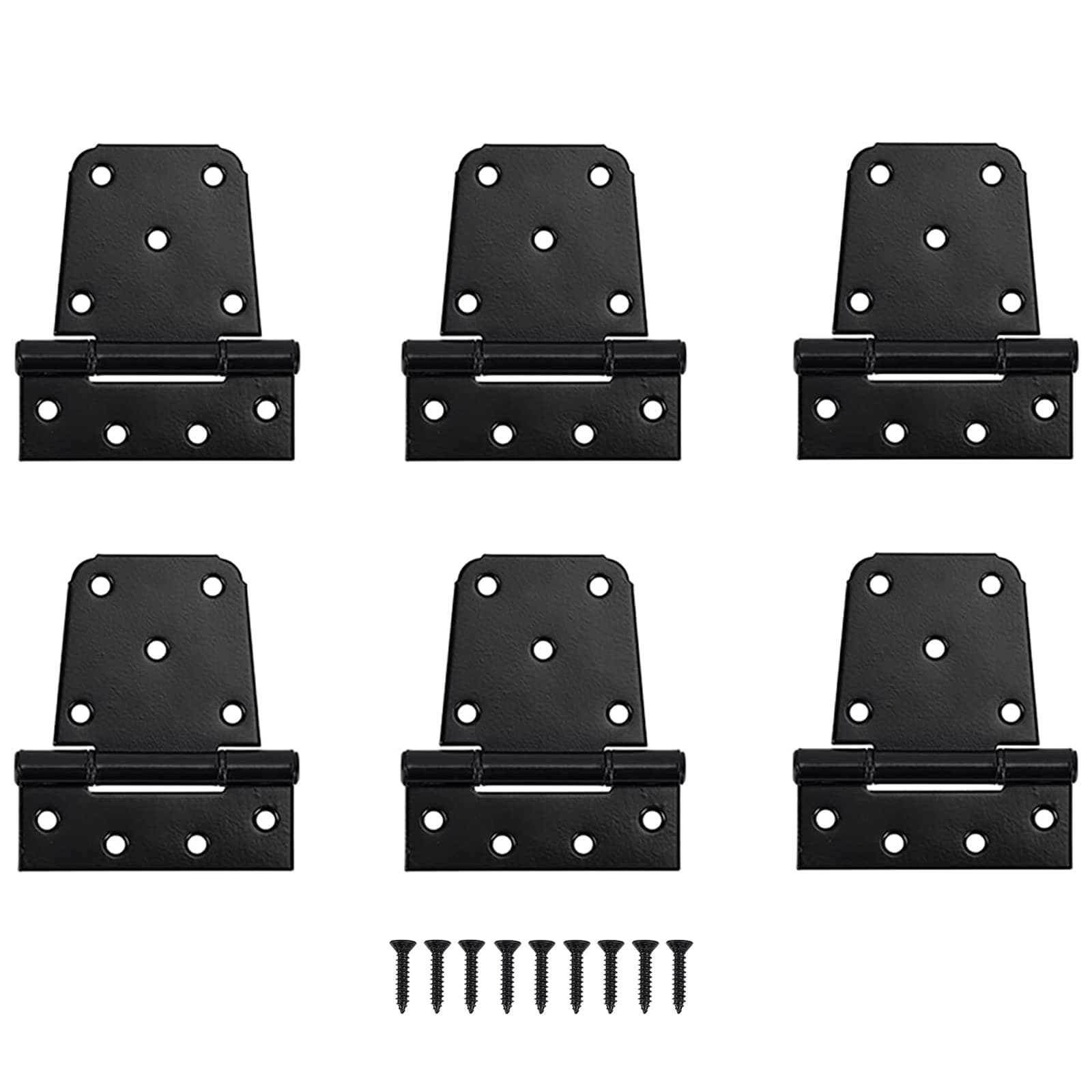 HOME MASTER HARDWARE 3-1/2 inch Heavy Duty T Hinge Gate Hinges Steel Black Finish with Screws 6-Pack (Black)