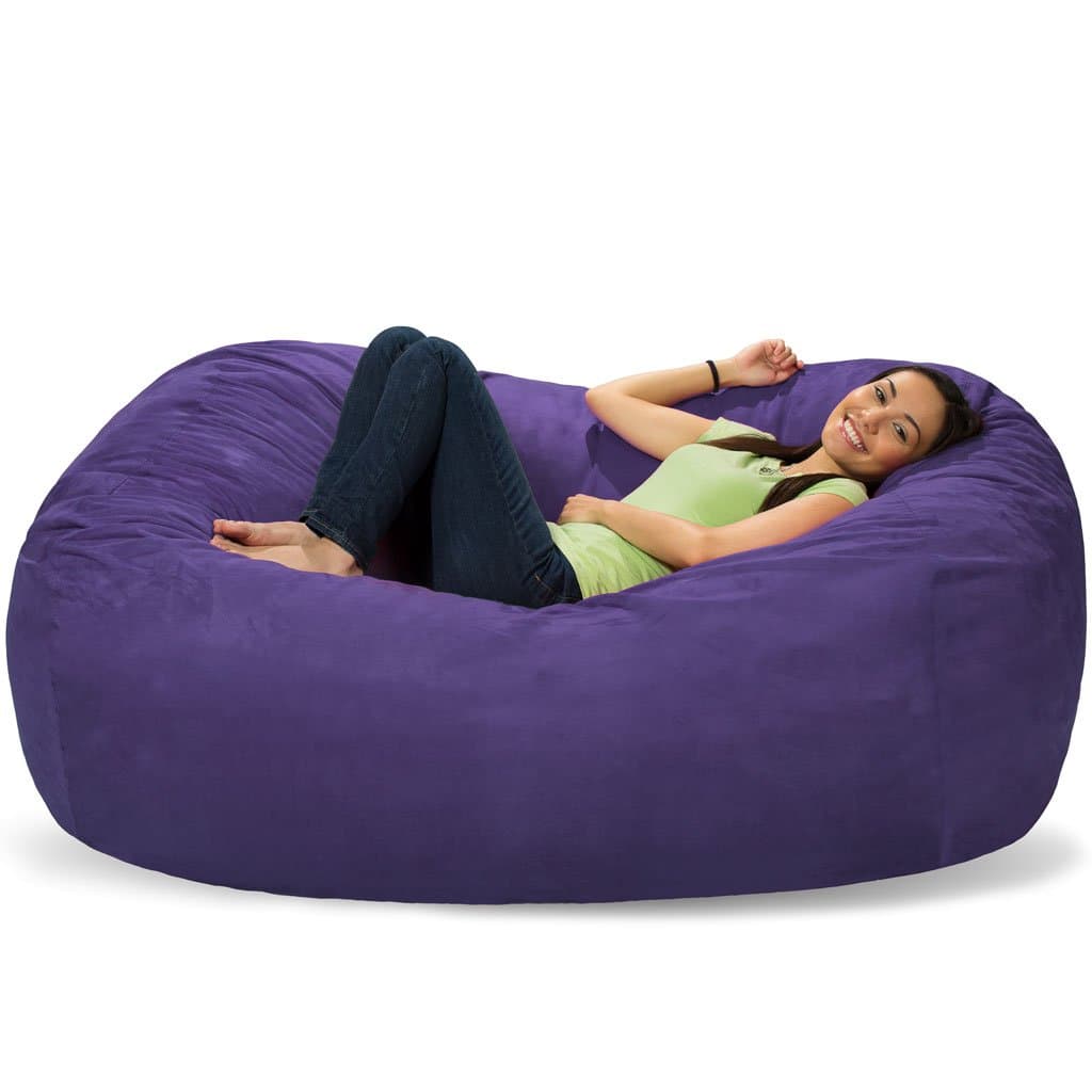 Memory Foam Bean Bag Chair, Purple Micro Suede