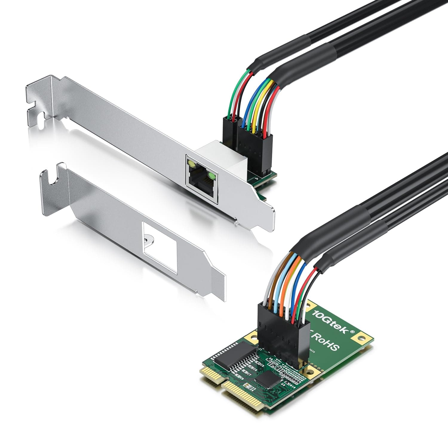 10Gtek Mini PCIe 2.5G Gigabit Ethernet Network Card, 30-cm Cable Length, with LED Light, 30-cm Cable Length