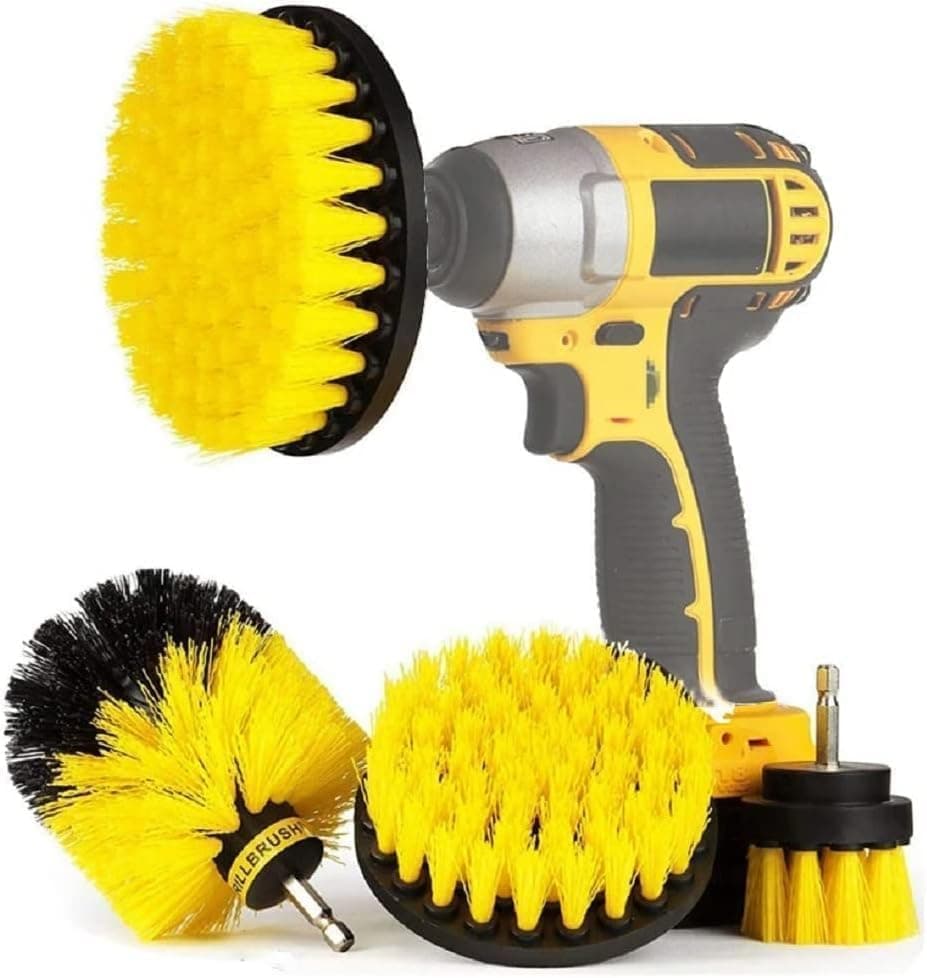 4 PCS Power Drill Scrubber Brush Cleaning Kit – All Purpose Drill Brush Set for Bathroom, Tile, Grout, Floor, Tub, Shower, Kitchen & Grill – Fits Most Drills (Drill Not Included)