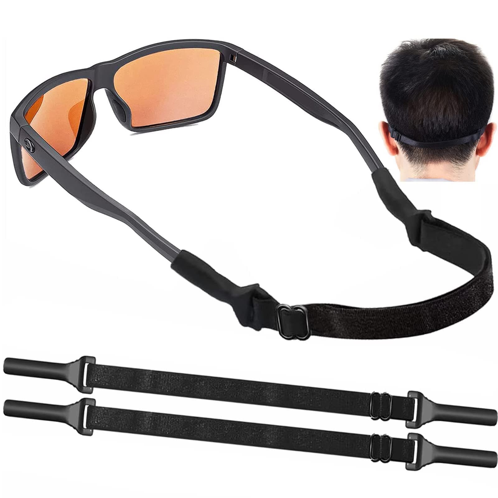 2 Pcs Adjustable Glasses Straps, No Tail Anti-Slip Eyeglass Strap, Sport Sunglass Retainer Holder Strap, Universal Fit Rope Eyewear Retainer