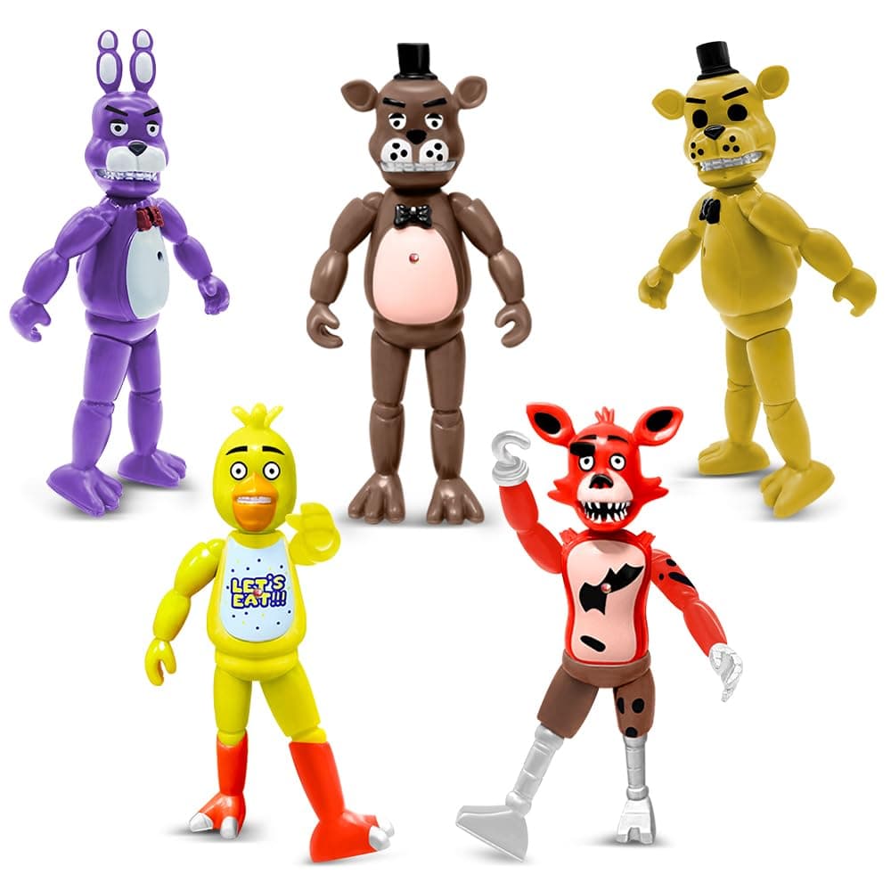 Action Figures Set, 5 Pcs Action Figures Toys, 5.5 Inches Movable Joints Collectible Toys Set with Light Gifts Cake Toppers for Video Games Fans Boys, Girls, Kids & Adults