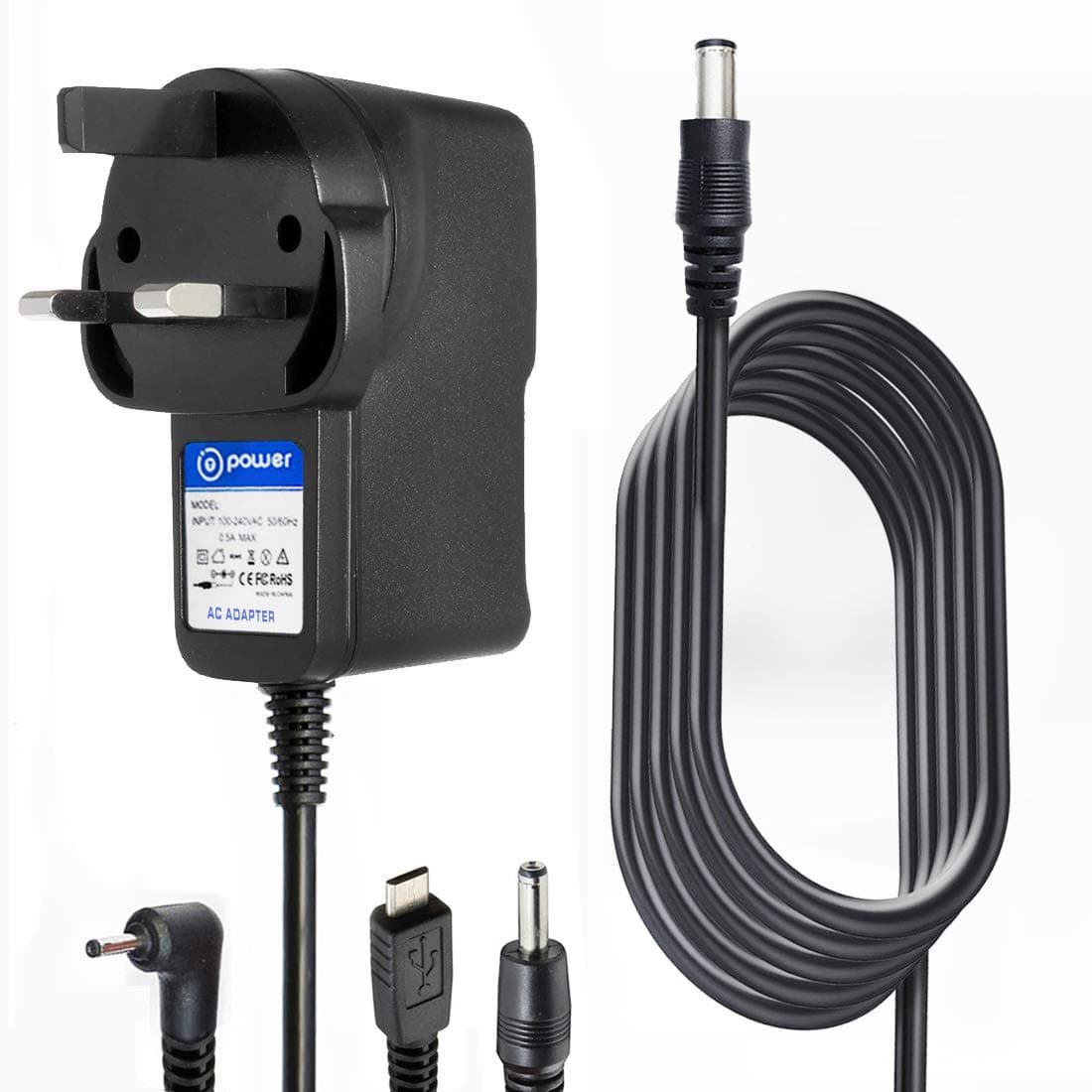 T POWER( Long Cable Ac Adapter for 3.5" AUVIO 16-972 Portable Digital HD TV High Resolution Charger Power Supply