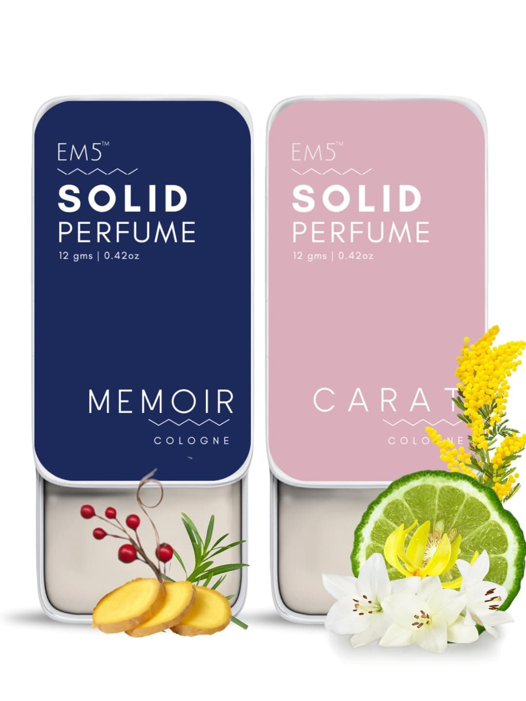 Em5 Memoir & Nero Solid Perfumes | Pack of 2 | Alcohol Free | Cologne | Non-Greasy Perfume Wax | Strong & Lasting Fragrance