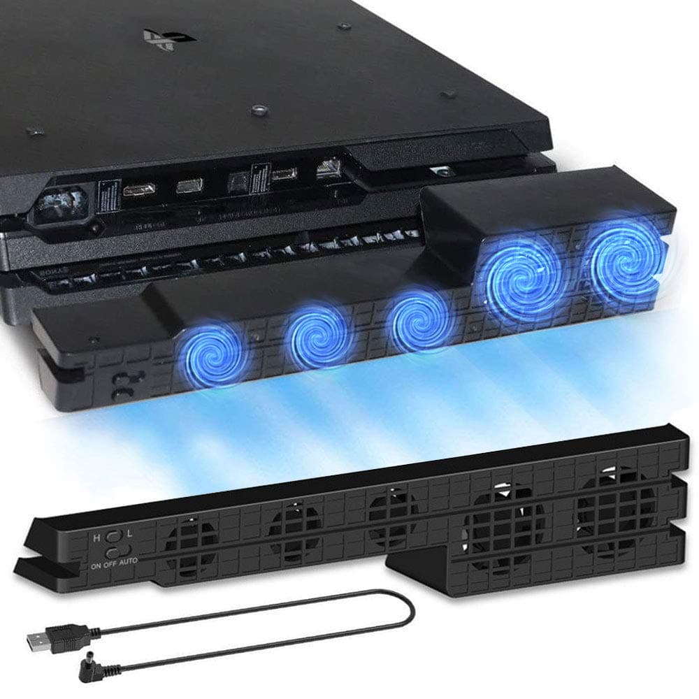 Linkhood Cooling Fan for PS4 PRO, USB External Cooler 5 Fan Turbo Temperature Control Cooling Fans for Sony PlayStation Pro Gaming Console