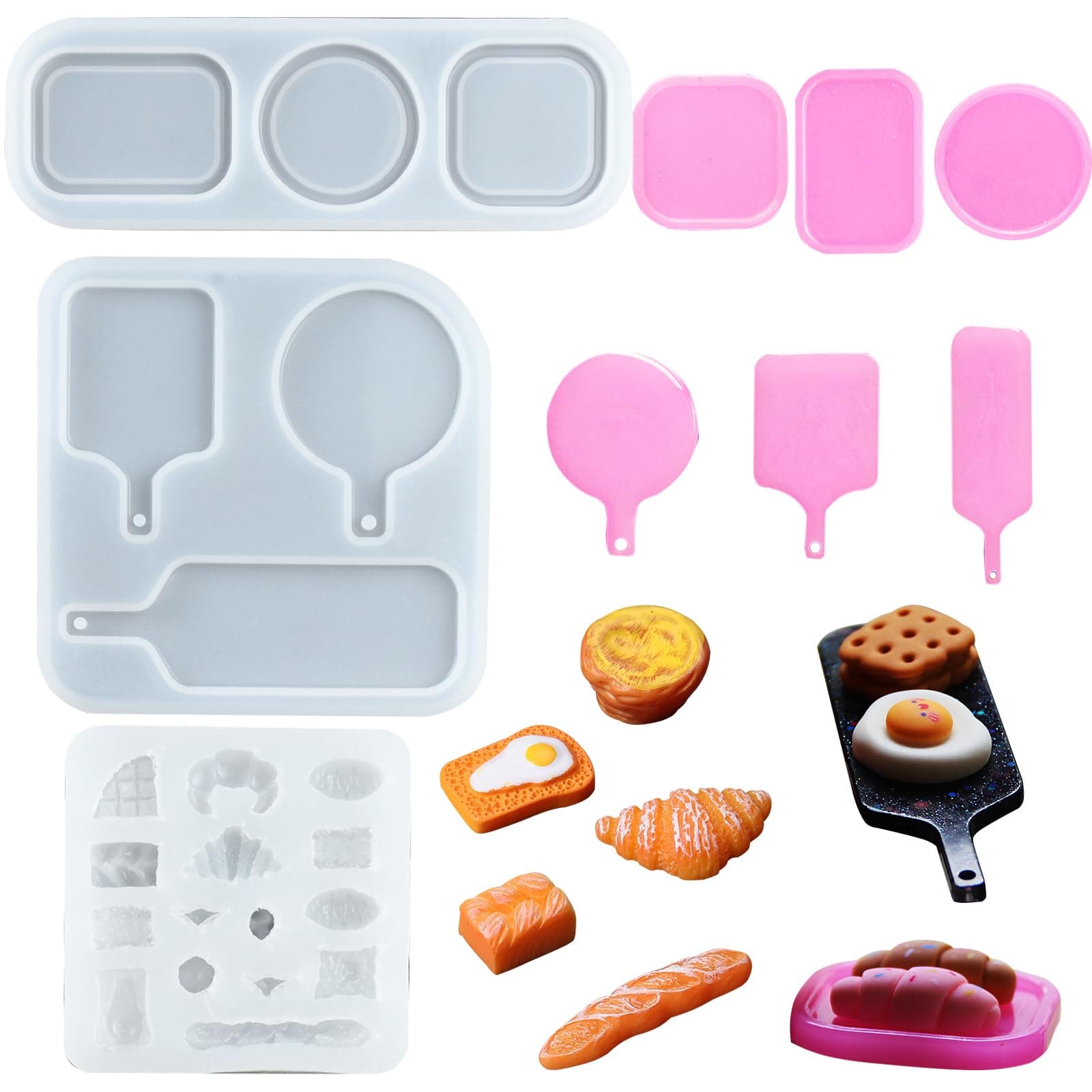 Mini Simulation Bread Tray Resin Silicone Mold for Epoxy Resin Casting for DIY Art Craft Mini Dollhouse Kitchen Accessories Display Decoration