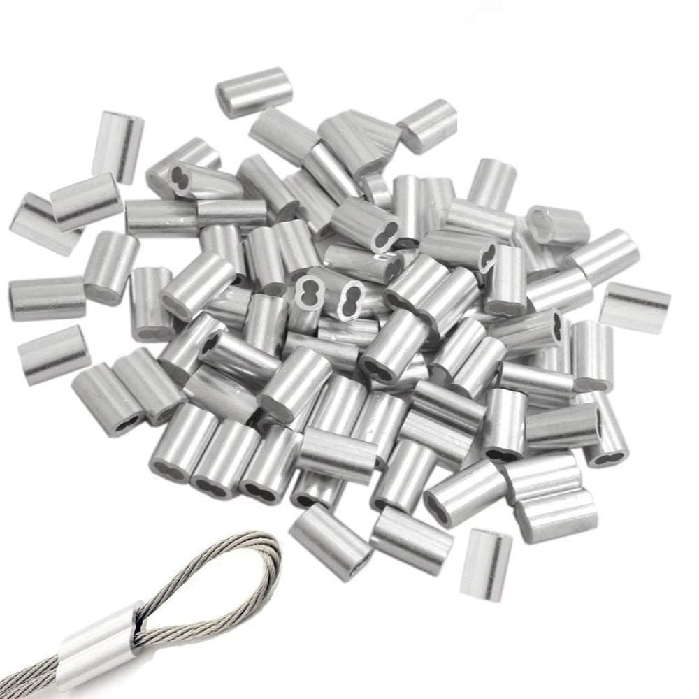 AIKEER Aluminum Crimping Loop Sleeve for 1/8" Wire Rope and Cable (Pack Of 150)