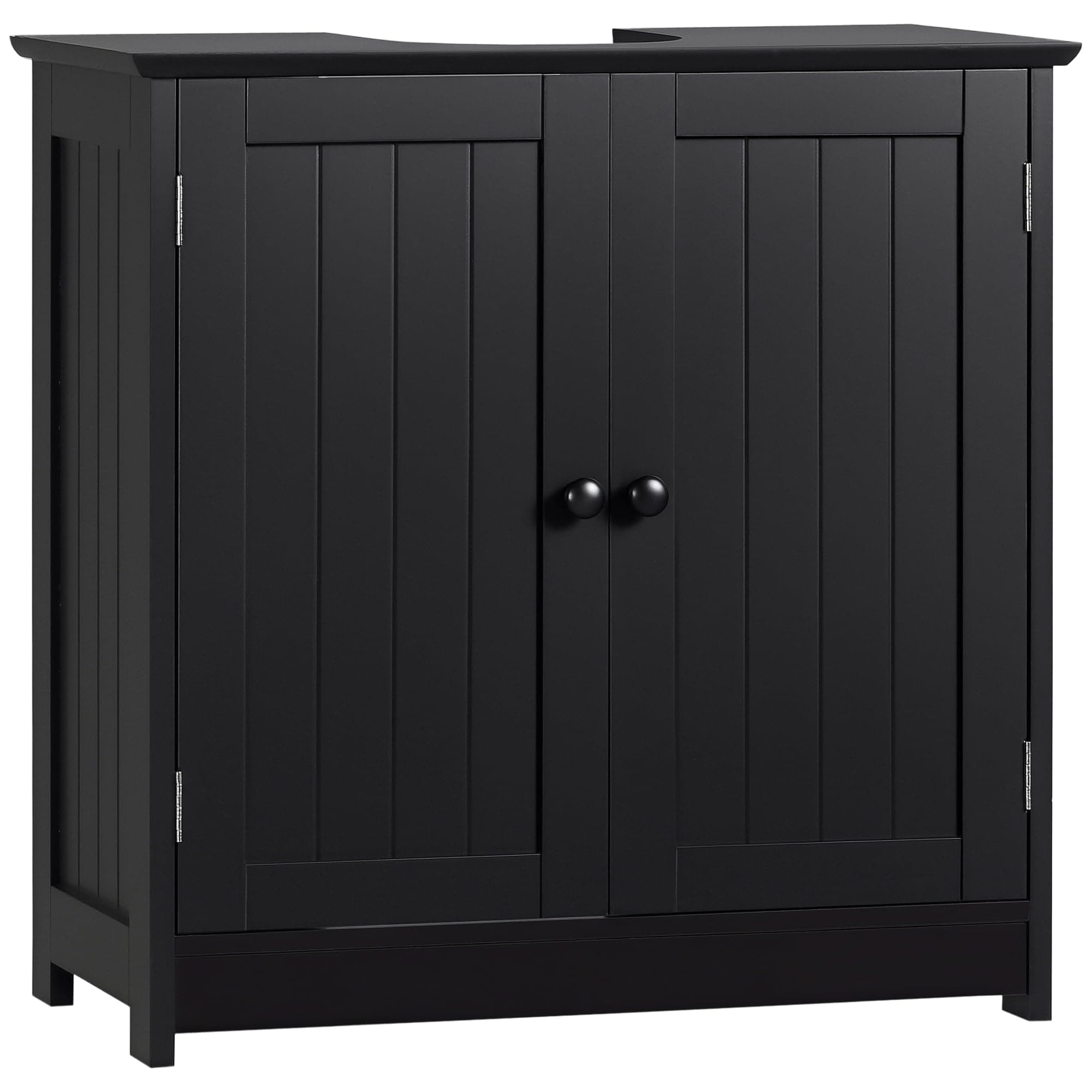 HOMCOM Under Sink Bathroom Cabinet, Pedestal Sink Storage Cabinet with 2 Doors, Shelf and U-Shape, Black
