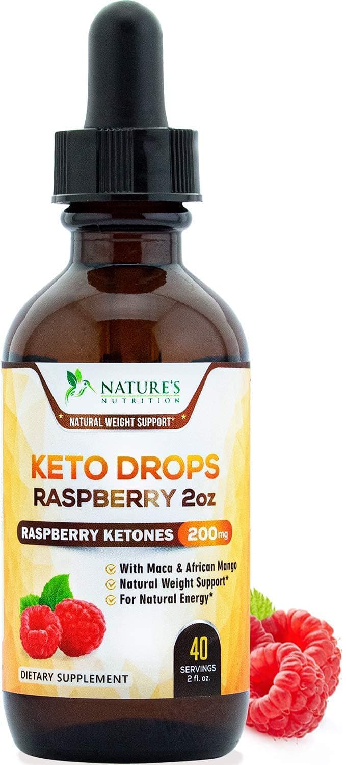 Keto Ketone Drops - Extra Strength Raspberry Ketones - Thermogenic Support with African Mango and Garcinia, Ketosis Diet Supplement, 2 oz Bottle