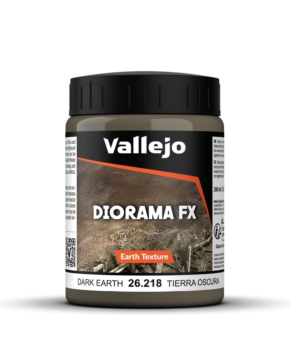 Vallejo - Diorama FX Earth Textures | Dark Earth 200 ml (6.76 fl.oz.) | Premium Acrylic Color For Modelers & Miniature Enthusiasts