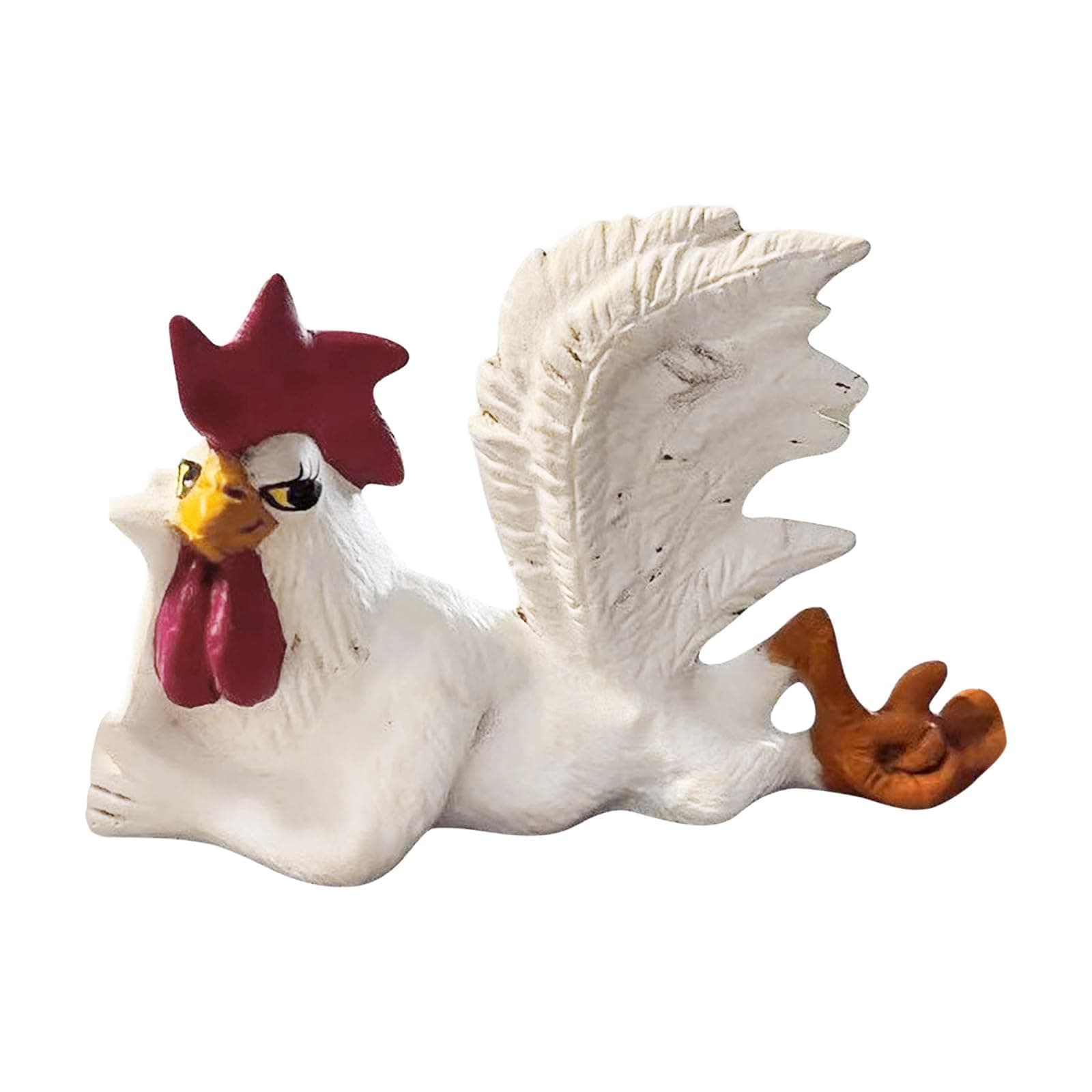 White Rooster Statue with Enchanting Posture & Long Eyelashes Table Art Sculpture Funny Resin Figurine Decoration, Rustic Country Kitchen Decor, Farm Animal Table Ornament as Housewarming Gifts