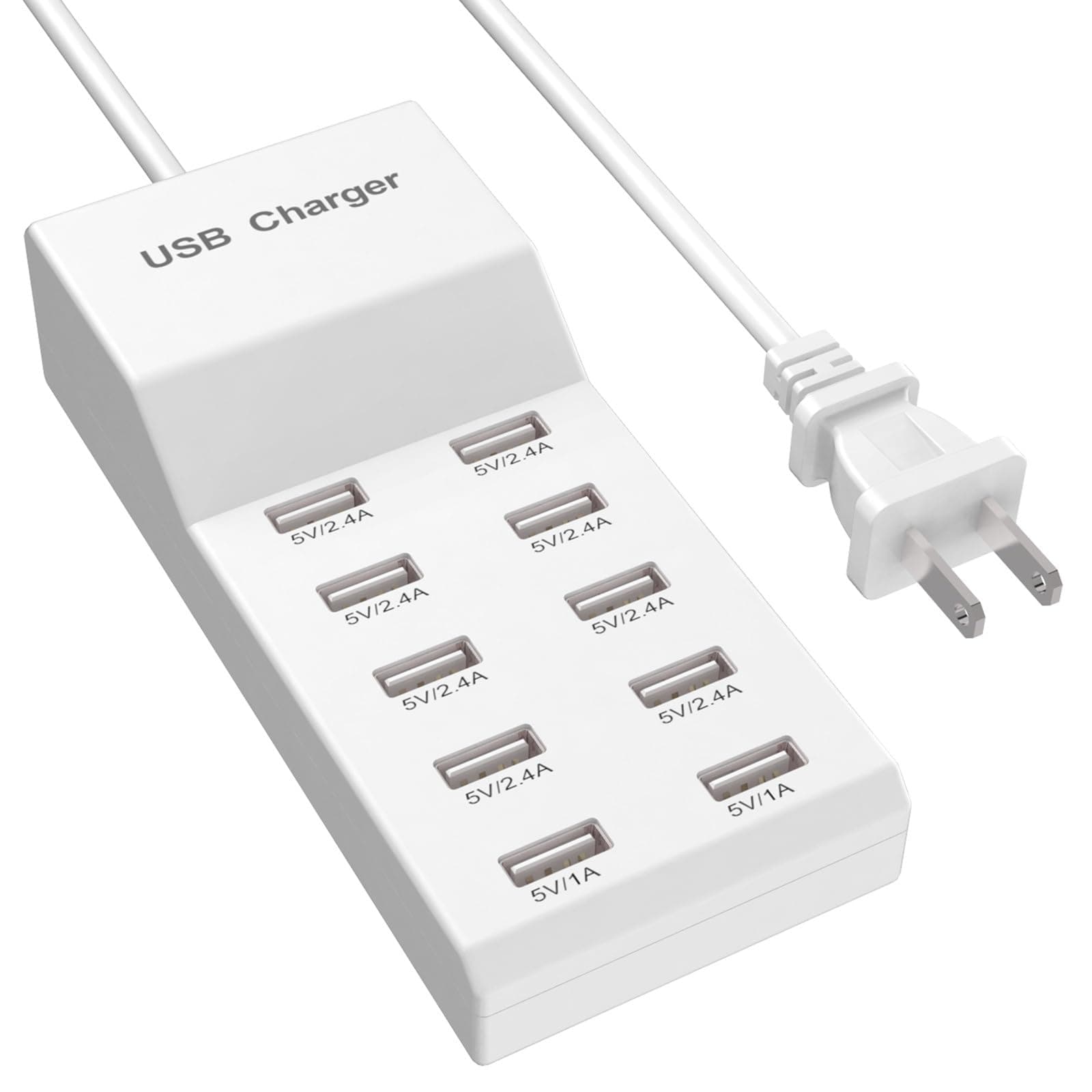 QIONMAR USB Wall Charger USB Charging Station for Multiple Devices USB Charger 10-Ports Power Hub Strip Smart Plug Charging Dock Charge Block Compatible with iPhone 15,iPod,Galaxy S Smart Phones