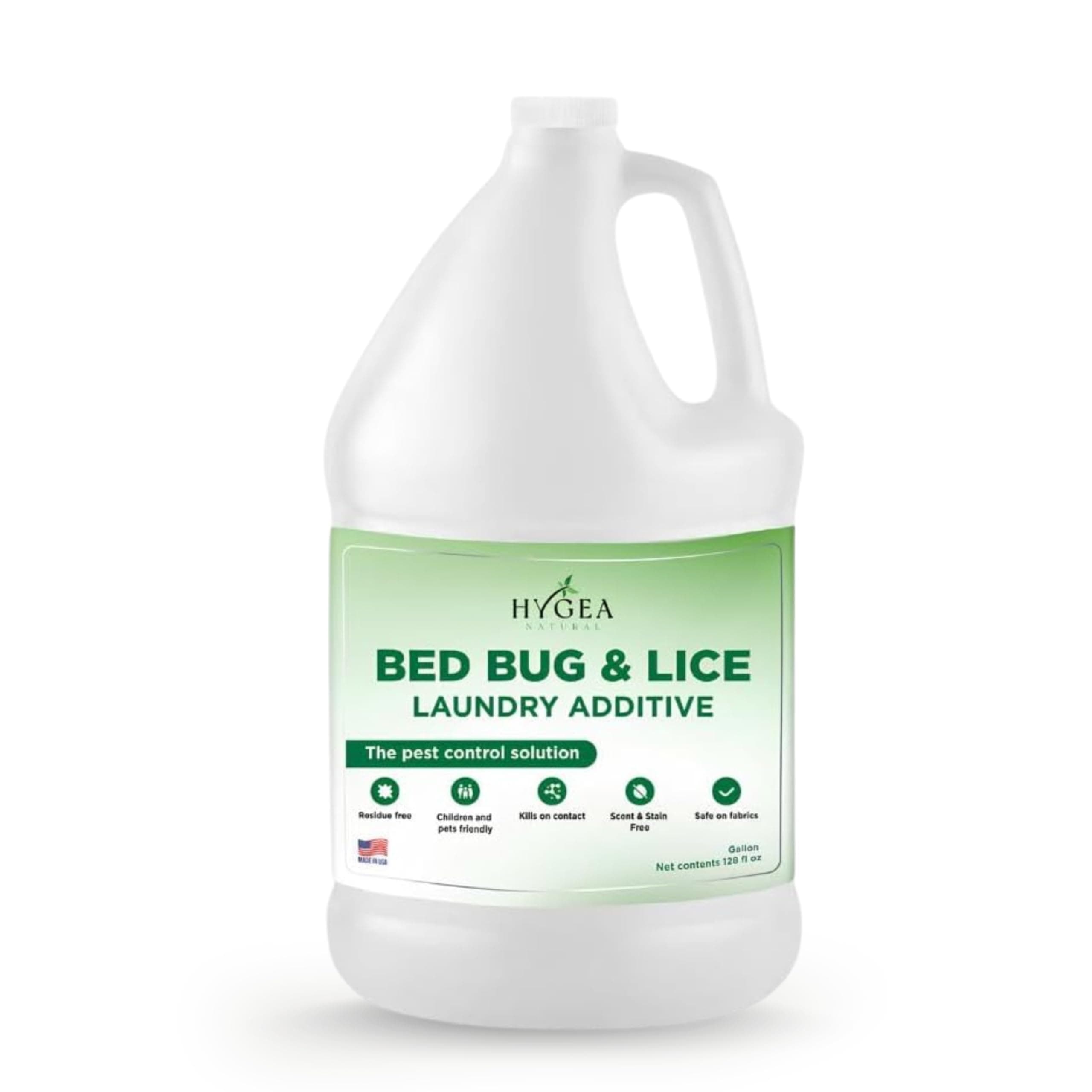 Hygea Natural Lice and Bed Bug Laundry Additive - Environmentally Responsible, Odorless, and Stain-Free Liquid Laundry Treatment - Any Water Temperature (1 Gallon)