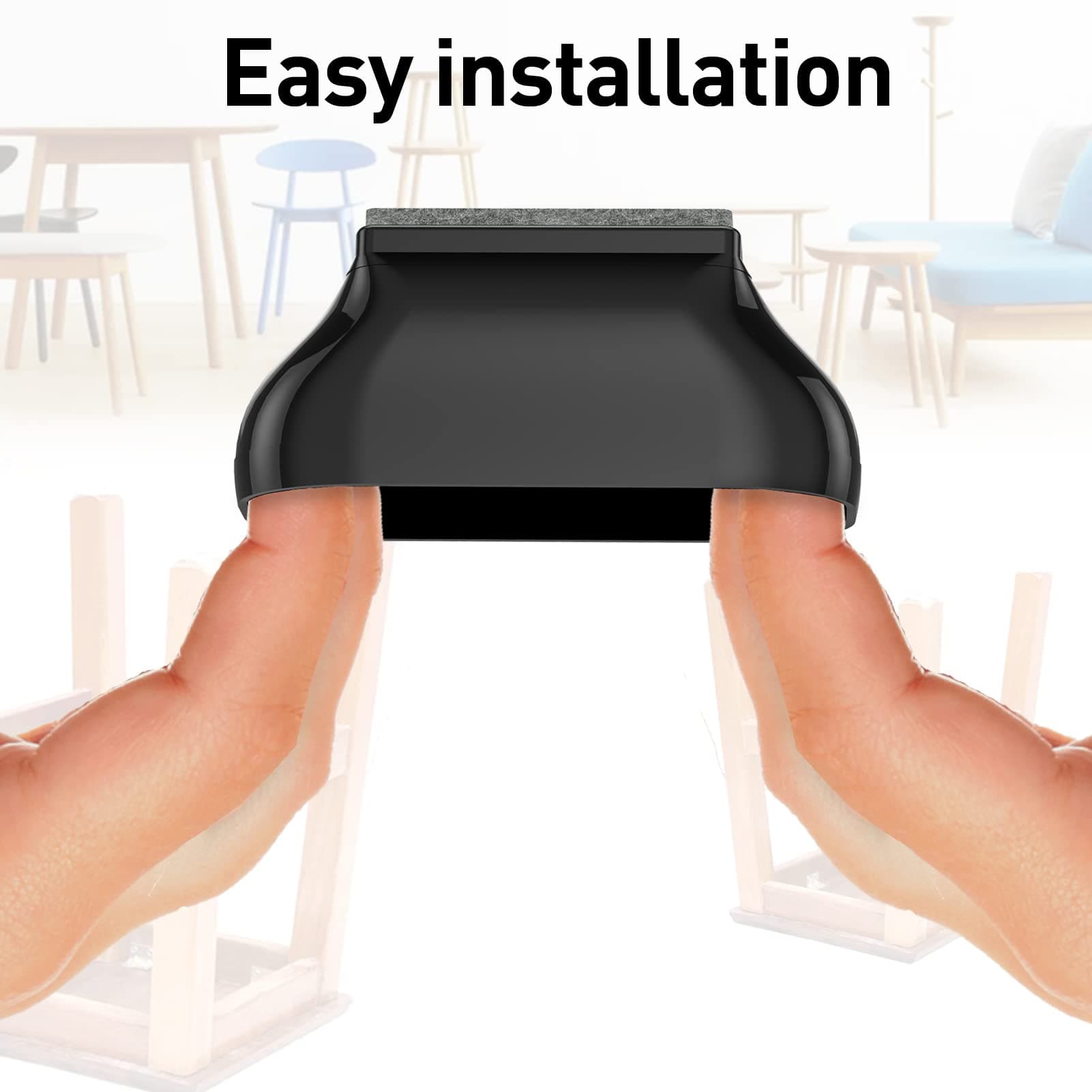 CHWM 3/4" x 1 1/2" Rectangle Chair Leg Floor Protectors for Hardwood Floors Silicone Covers to Protect Wood Tile Floors Felt Pads Furniture Leg Caps Reduce Noise.Easy to Move. 24PCS Black