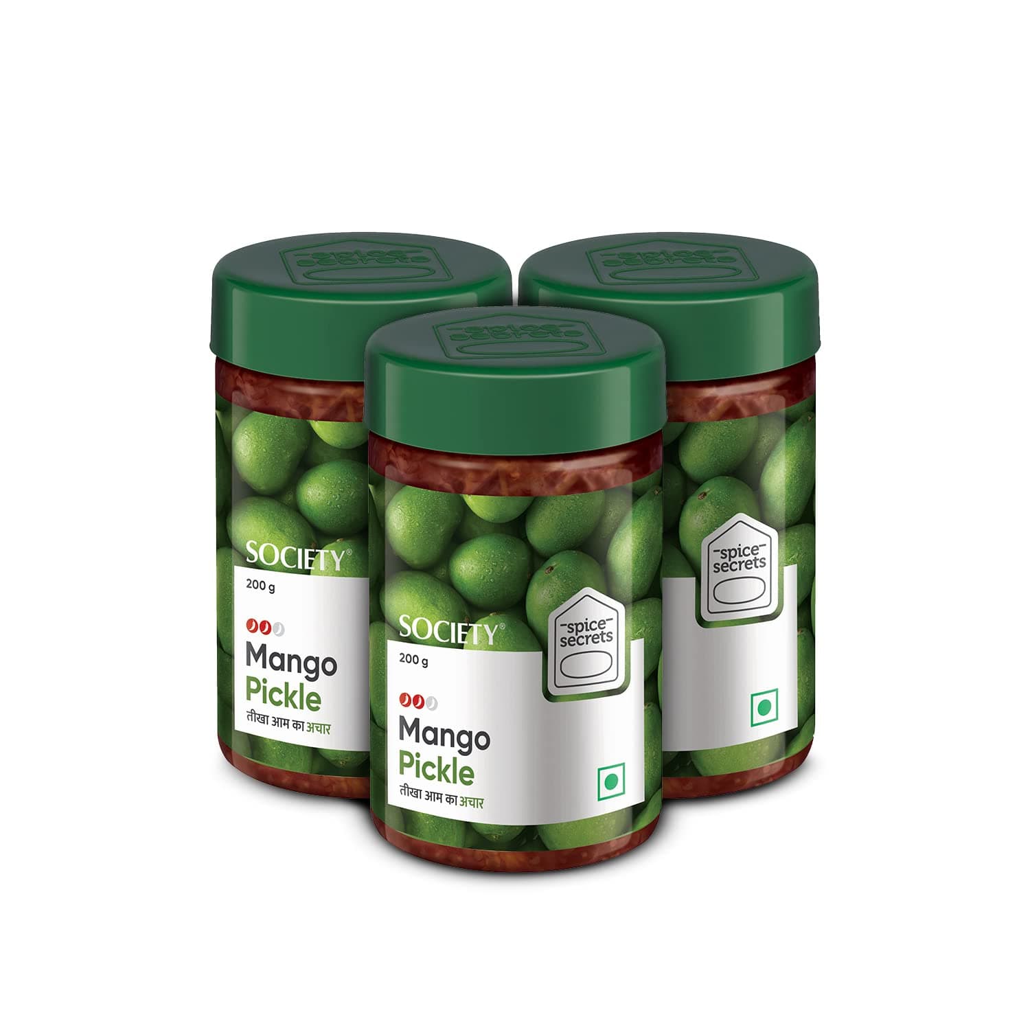 Society Spice Secrets Spicy Mango Pickle | Made with raw mango & Indian spices| 200g | Pack of 3
