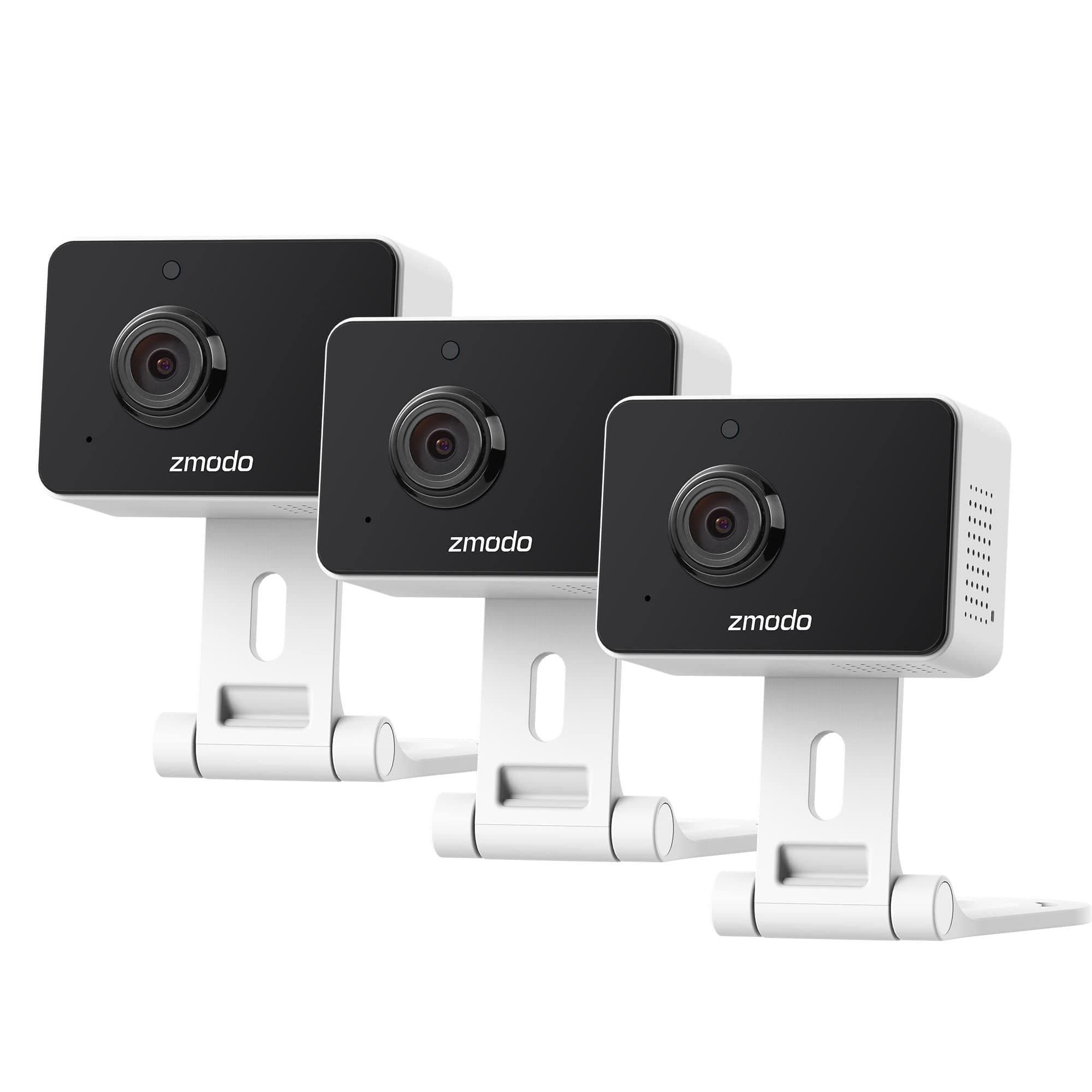Zmodo 1080p 3pack Mini WiFi Camera, Two-Way Audio, Video Baby Monitor, Black with White, 3 Count (Pack of 1) (ZM-SH75D001-WA-3)
