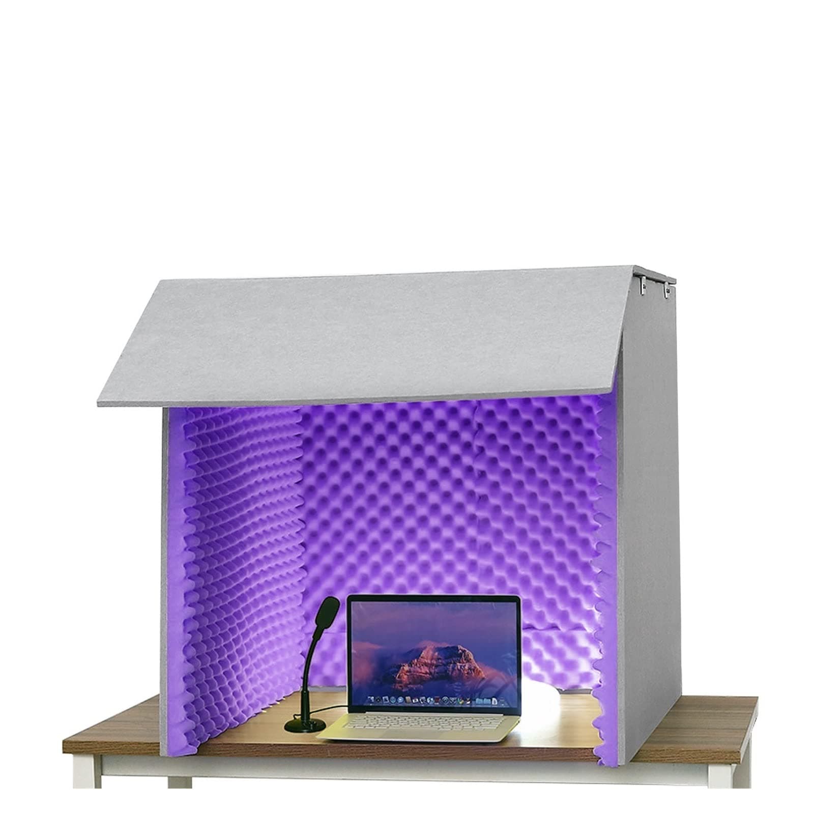 Portable Vocal Booth Box Isolation Shield, Recording Shield Microphone Booth Cube, Sound Dampening Filter - Audio Acoustic Noise Isolator Platform Home - Microphone Isolation Shield ( Color : Purple )