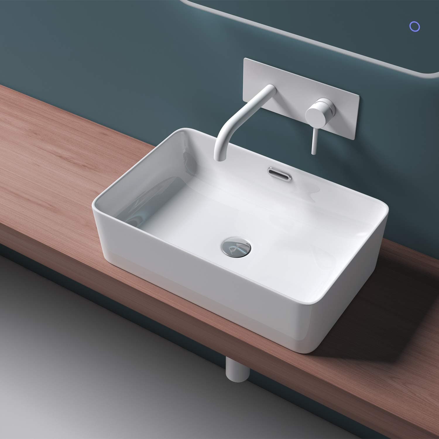 Durovin Bathrooms Ceramic Bathroom Basin - Countertop Sink Vessel - Rectangular Washing Bowl (480 x 315 x 140mm)