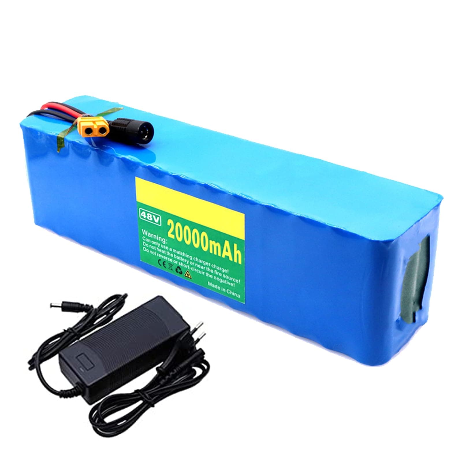 48V 20Ah 13S3P E-Bike Lithium Ion Battery Pack Built-in BMS Protection Ideal for 200-1000W Electric Bicycle Motor (XT60 Plug+T Plug)