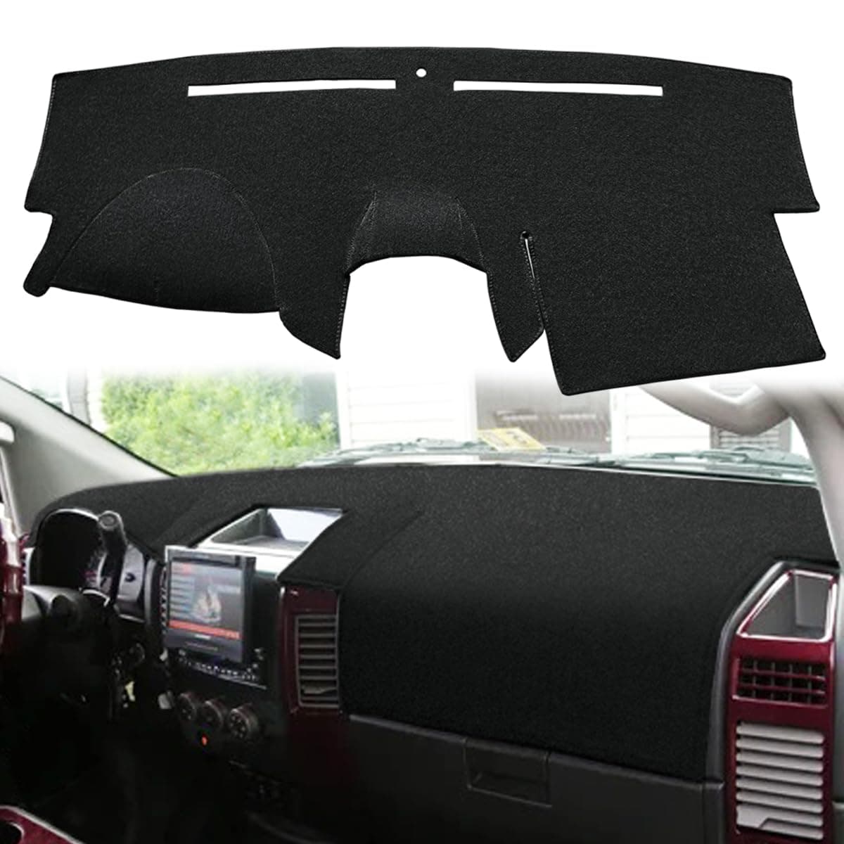 Dash Cover Mat Custom Fit for Nissan Armada Titan with Navigation, Dashboard Pad Carpet Protector Y60 (Black)