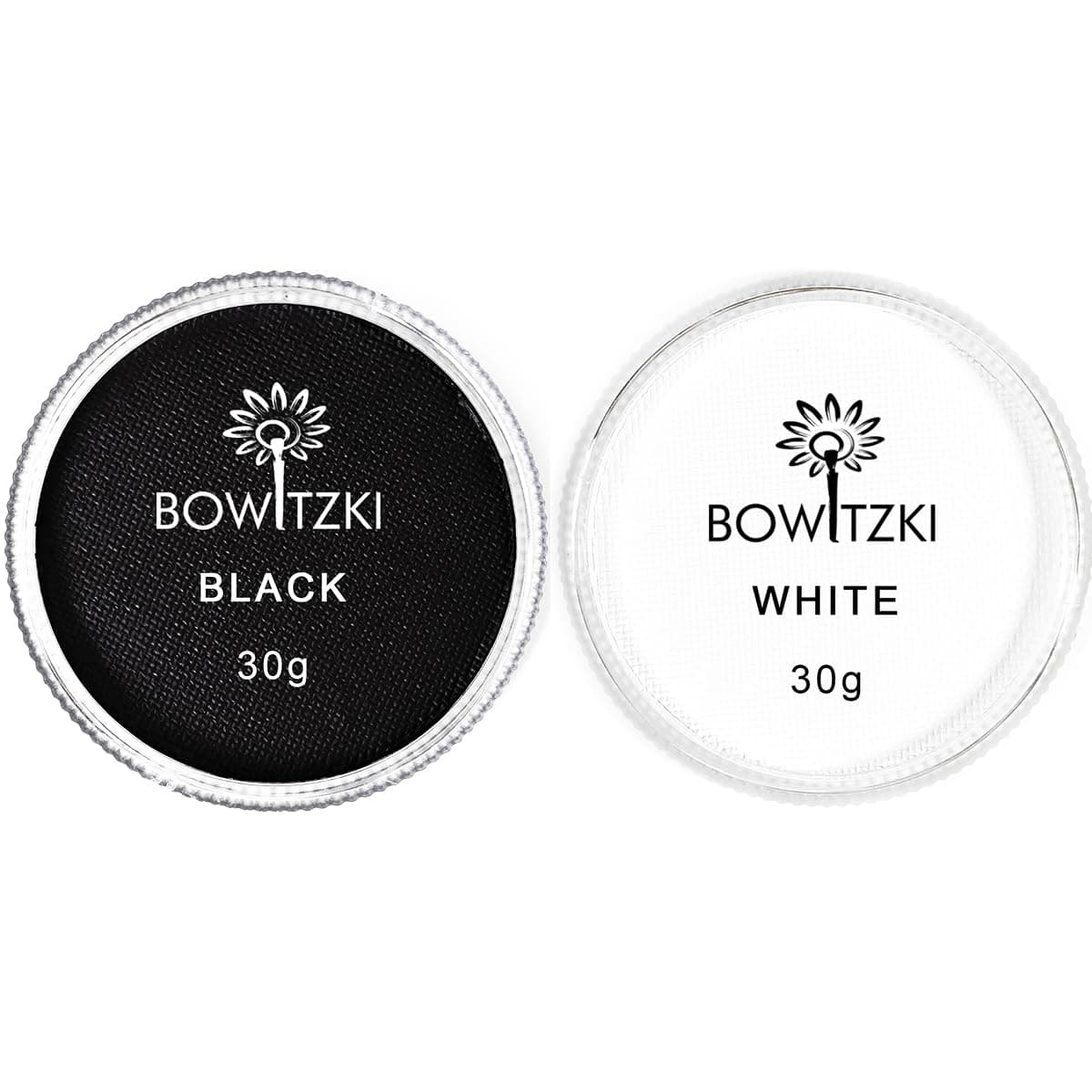 Bowitzki 30g Professional Face Paint Body Paint Water Based Face painting Makeup for Adults Split Cake Single Color (Black+White)