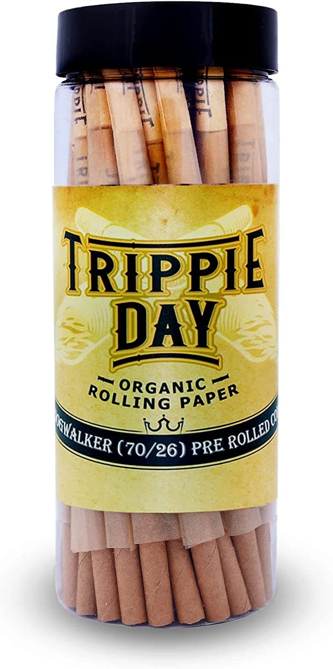 Trippie Day Single Size Dogwalker Pre Rolled Cones | 75 Pack | Classic Pre Rolled papers with tips | Includes Packing Sticks | (70/26 mm)