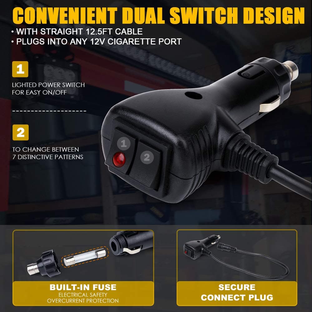 Xprite 18 White 7 Modes Traffic Advisor Emergency Warning Vehicle Strobe Light Bar Kit