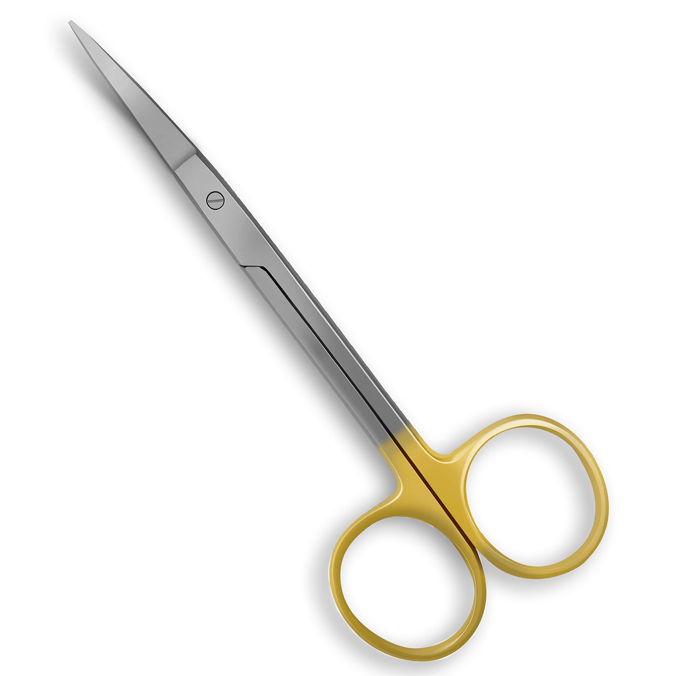 SURGICAL ONLINE Tungsten Carbide Iris Lab Scissors, 4.5”, Curved - Gold Finger Ring Handle, 5X Stronger than Stainless Steel