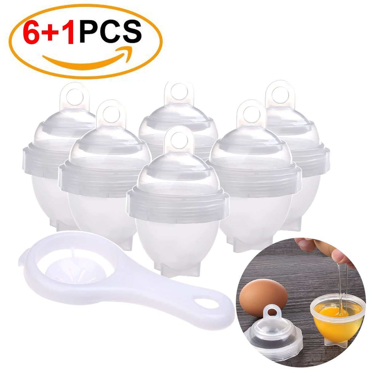 Egg Cooker with Egg Separator,As Seen On TV,Egg Boil,Hard Boiled,BPA-FREE Eggs Cooker Hard & Soft Maker No Shell (6+1 Pack)