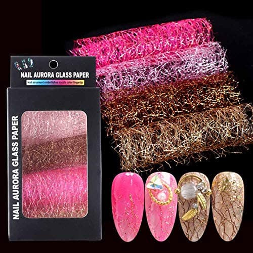 Valuu 3D Gold Silver Net Line Nail Decals Hollow Mesh Stickers DIY Manicure Net Strips Design Nail Art Decoration (A)