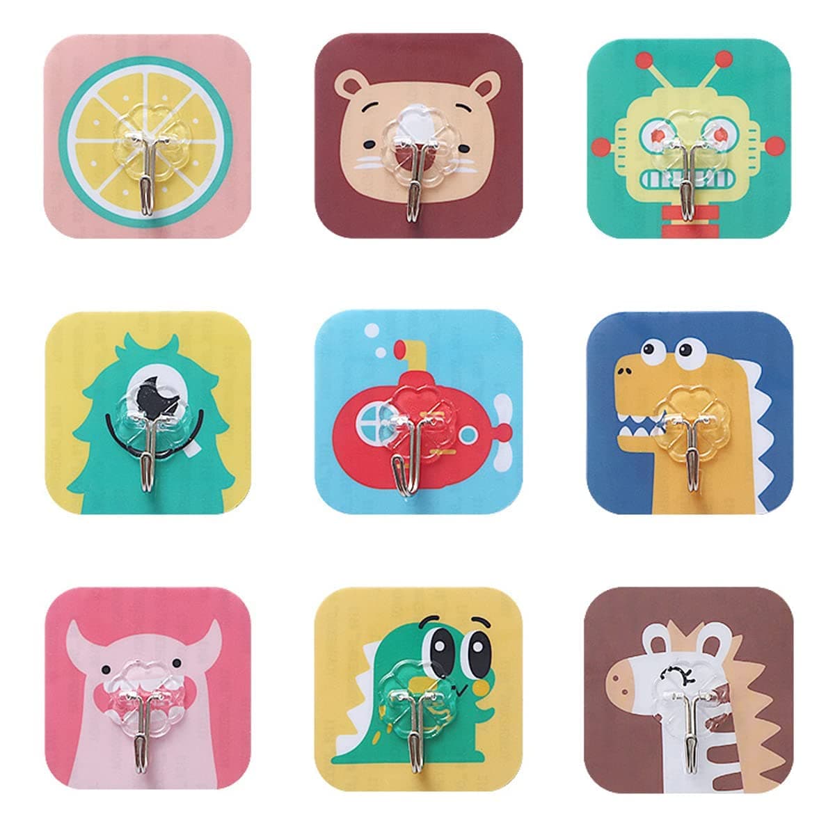 Agabani Adhesive Hooks Kitchen Wall Hooks- 9 Packs Heavy Duty 10KG(Max) Nail Free Sticky Hangers with Stainless Hooks Reusable Utility Towel Bath Ceiling Hooks(Color May Vary)