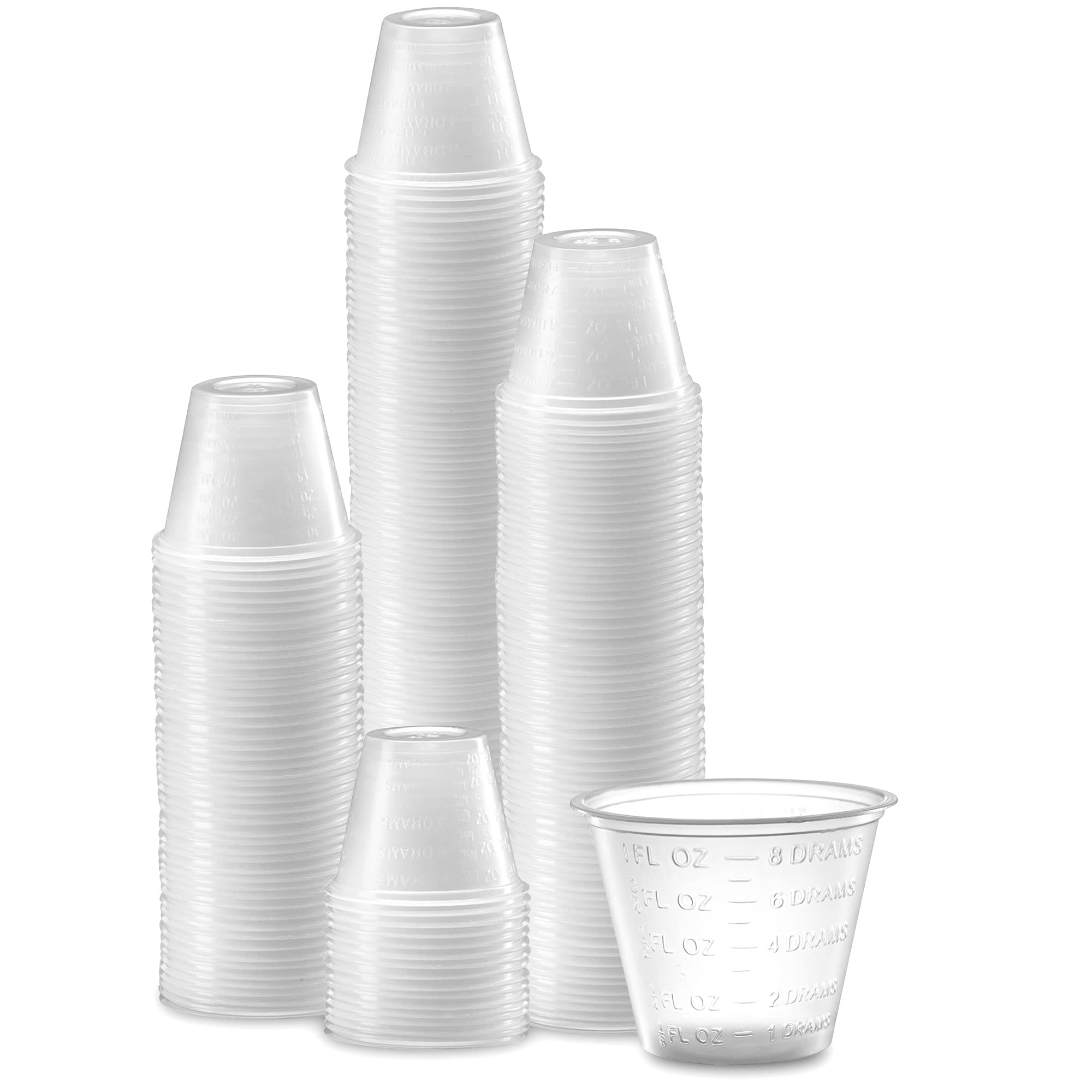 Disposable Medicine Cups (100 Count - 1 oz) – Sturdy Plastic Measuring & Dosing Cups with Easy-to-Read Embossed Measurement – 30ml Med Cups for Pills, Liquid Medication, Mixing, Paint & More