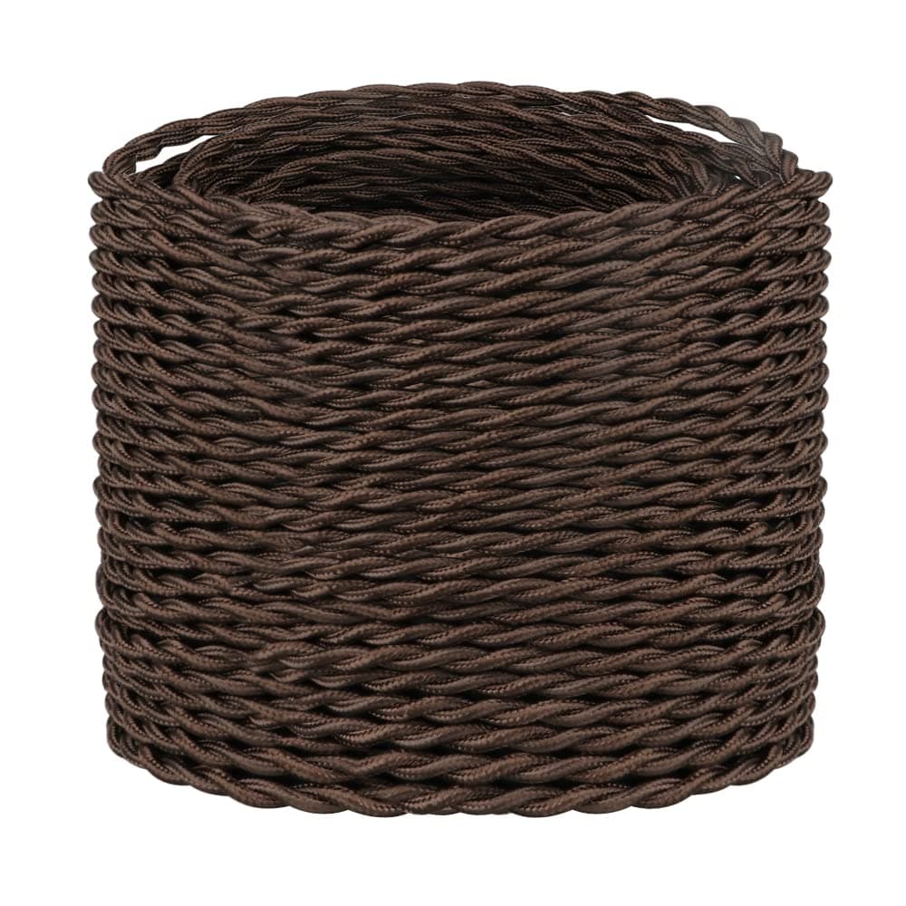 Helunsi 3 Core Brown Braided Flex Cable - 10 Meters / 32.8FT, Vintage Twisted Fabric Electrical Wire for DIY Lamps & Industrial Pendant Lights