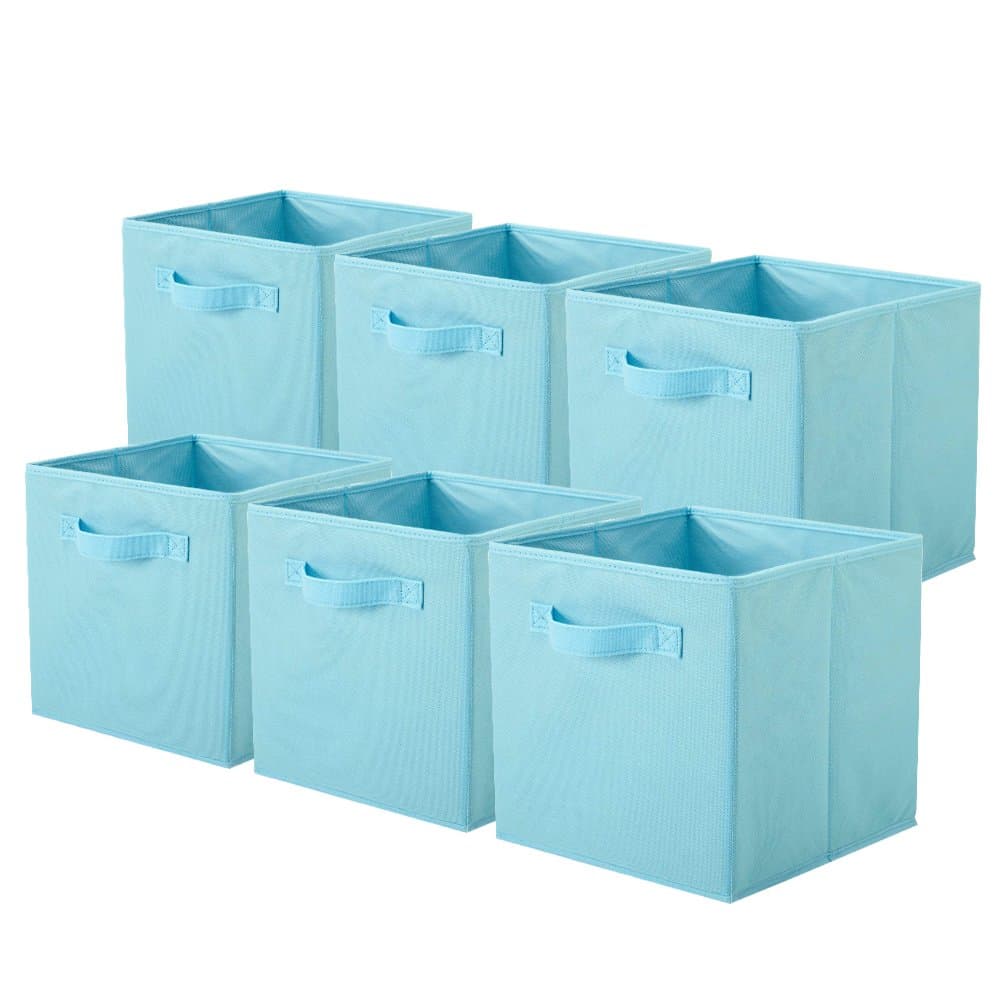 ShellKingdom Foldable Fabric Storage Cubes And Cloth Organizer Drawer For Closet And Toys, 6 Pack (Light Blue)
