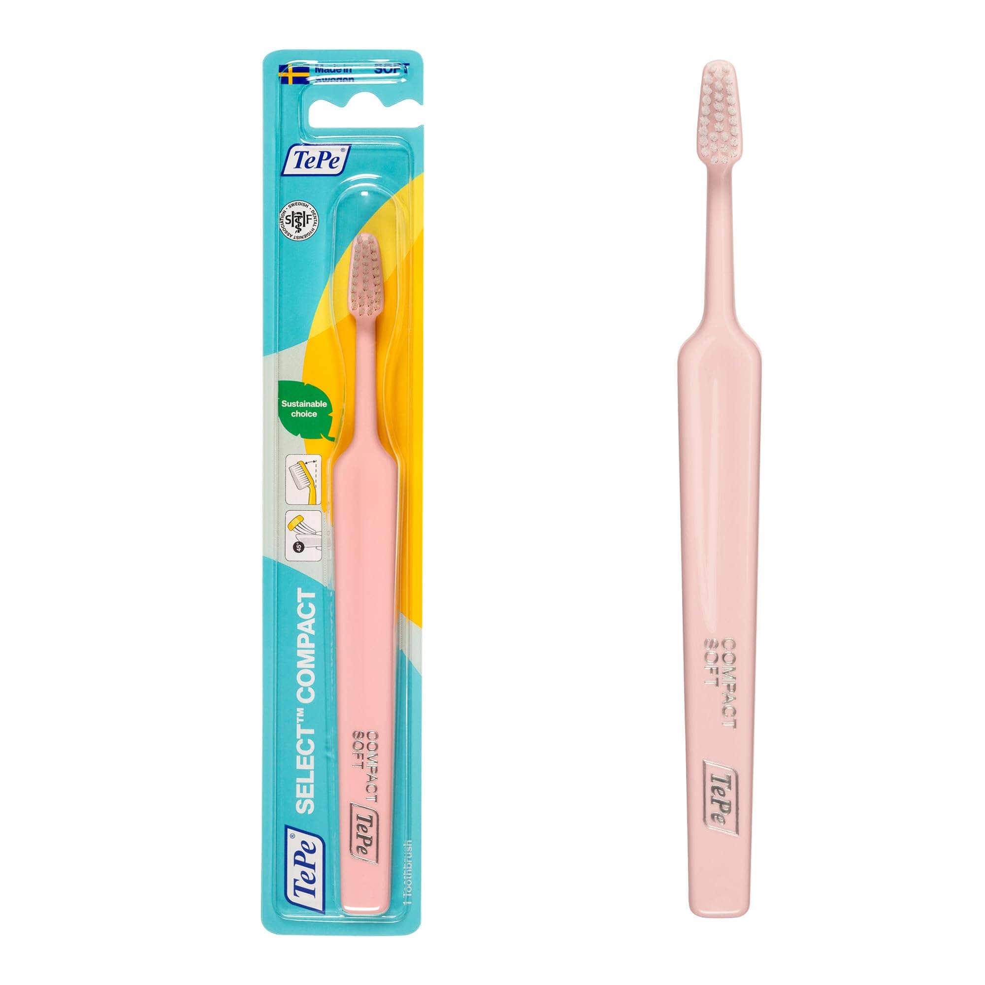 TEPE Select Compact Soft Toothbrush/Small, User-Friendly Brush / 1 X Select Compact Soft Brush, Assorted Colors
