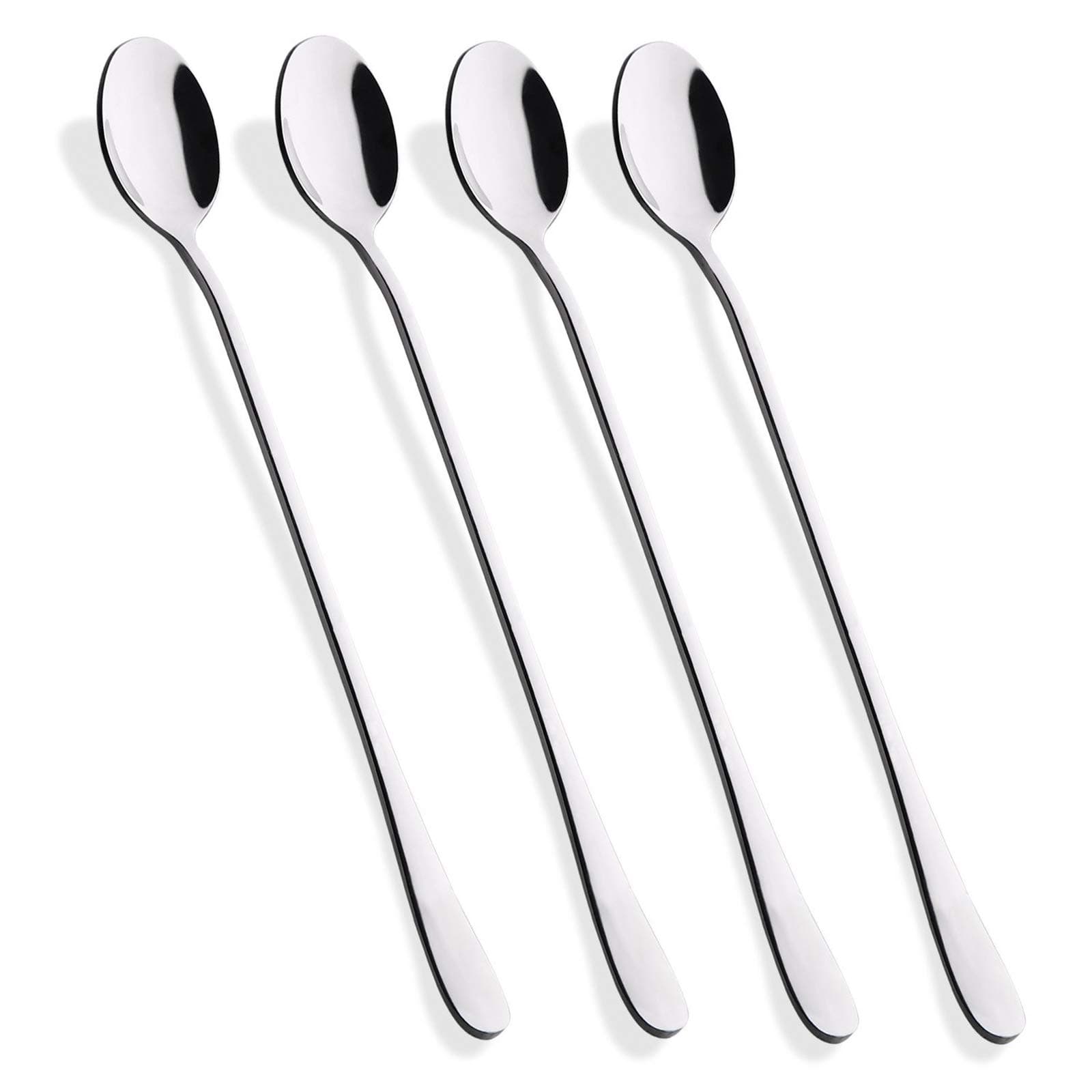 Hiware 9-Inch Long Handle Iced Tea and Coffee Spoon, Ice Cream Spoon, Stainless Steel Cocktail Stirring Spoons, Set of 4