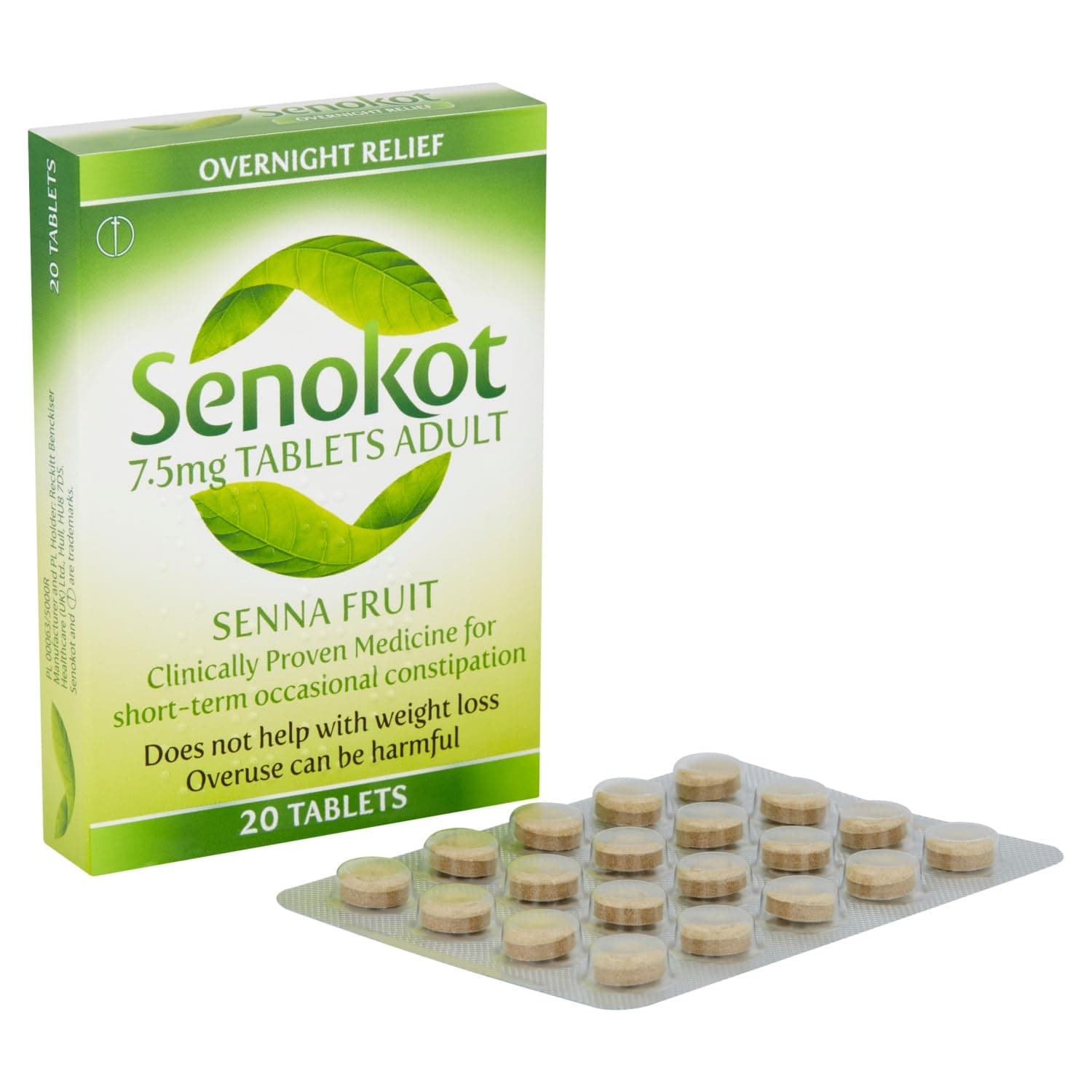 Senokot 7.5mg 20 Tablets - Natural Senna Fruit Laxative for Constipation Relief, Constipation Relief for Adults, Dual Action Laxative, Double Action Constipation Relief, Effective Overnight
