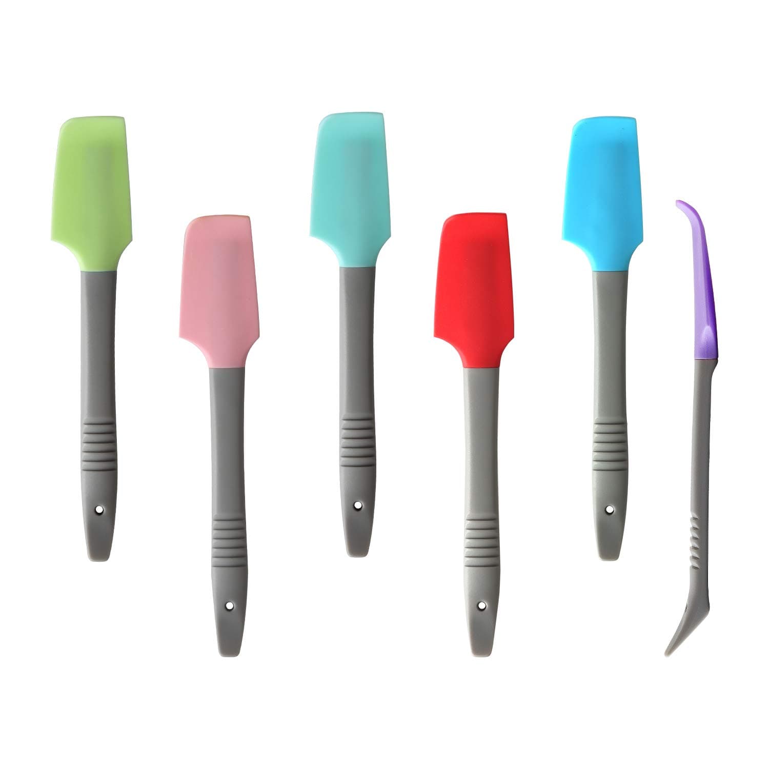 Silicone Mini Spatula, Curved Small Spatula, Kitchen Jar Spatula, Wet Pet Food Can Spoon, for Cooking Baking Frosting or Mixing, 6pcs