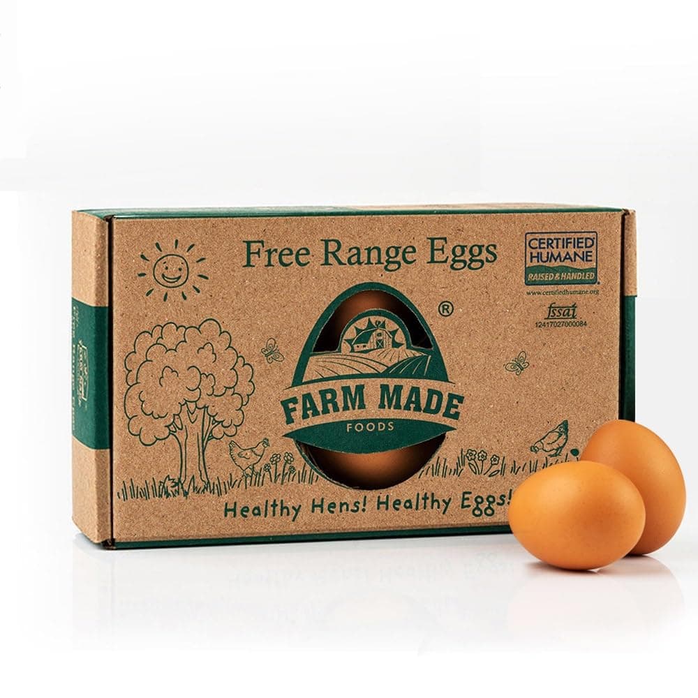 Farm Made Free Range Eggs, 6 Pieces| Veg Fed| Non-Fertile Eggs
