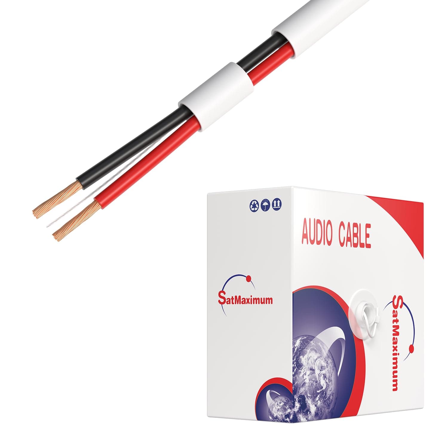 500FT 16/2 Speaker Wire CL2 Rated Indoor Low Voltage Copper Clad Aluminum (CCA) 16 Gauge 2 Conductors Cable with Easy Pull Box – Perfect for in-Wall Installation