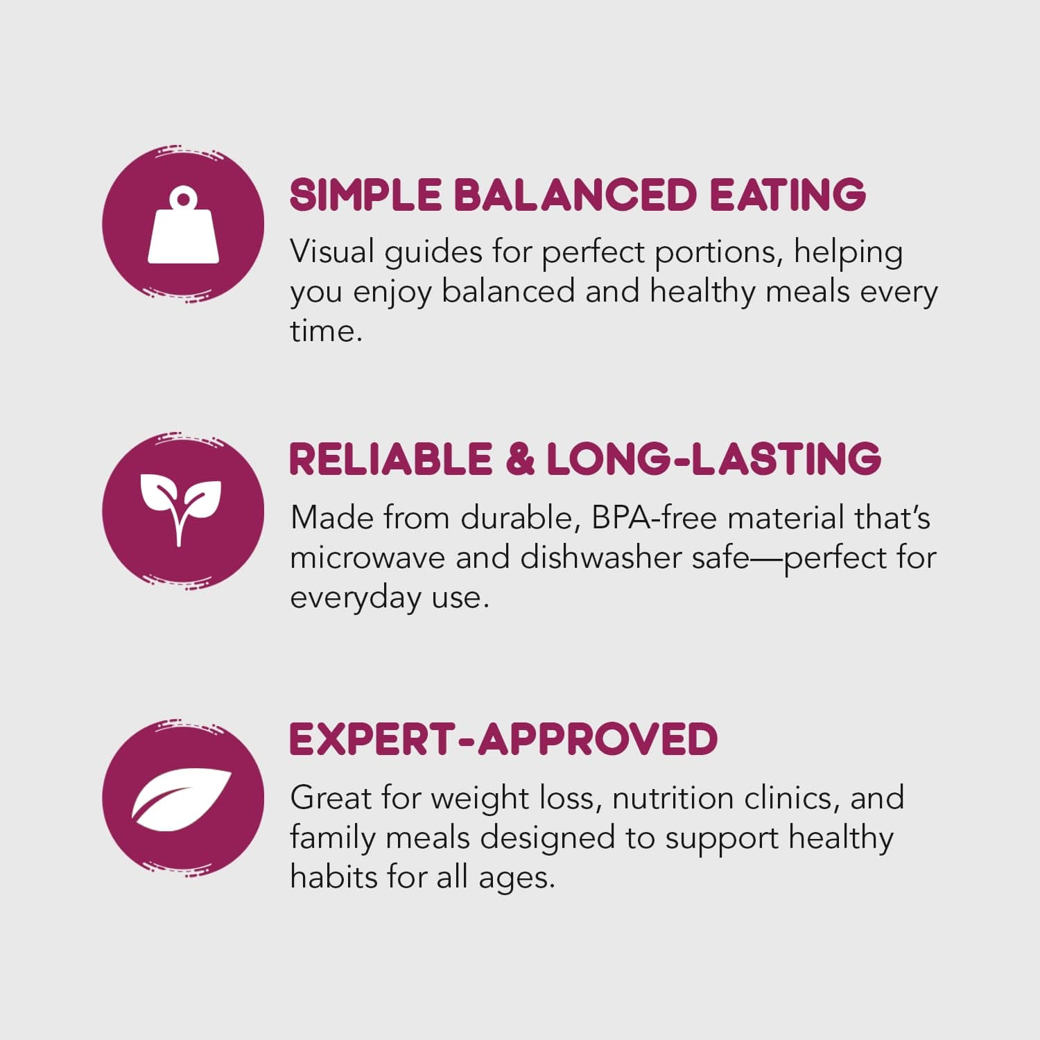 Health Beet 10” Diabetic Portion Control Plate for Balanced Eating - 3 Divided Sections for Veggies Carbs & Protein - Microwave & Dishwasher Safe Bariatric Sectioned Plates for Adults & Kids - 4 Pack