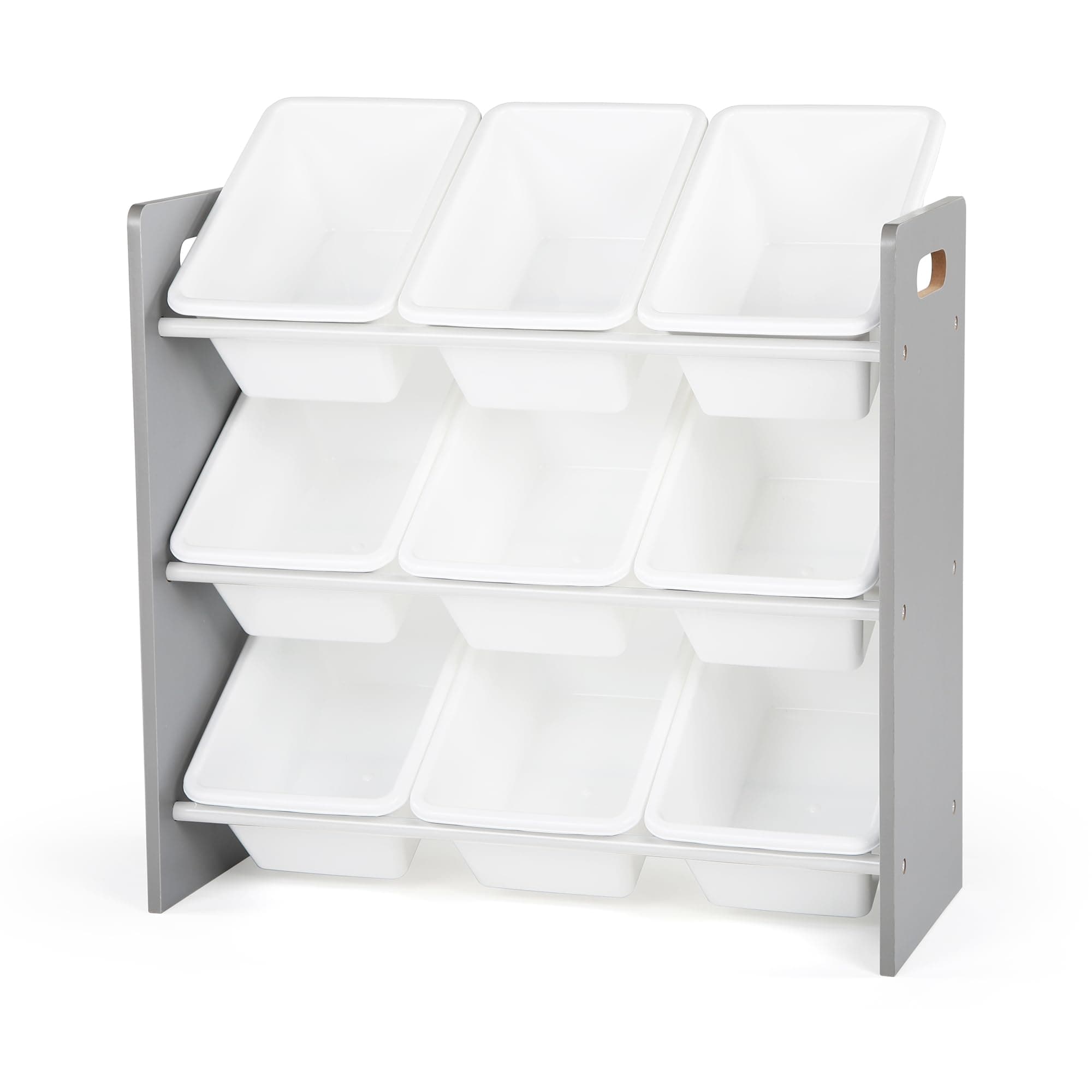 Humble Crew Toy Storage Organizer with 9 Removable Storage Bins for Kids Playroom, 3-Tier Toddler Toy Organization and Storage, Grey/White
