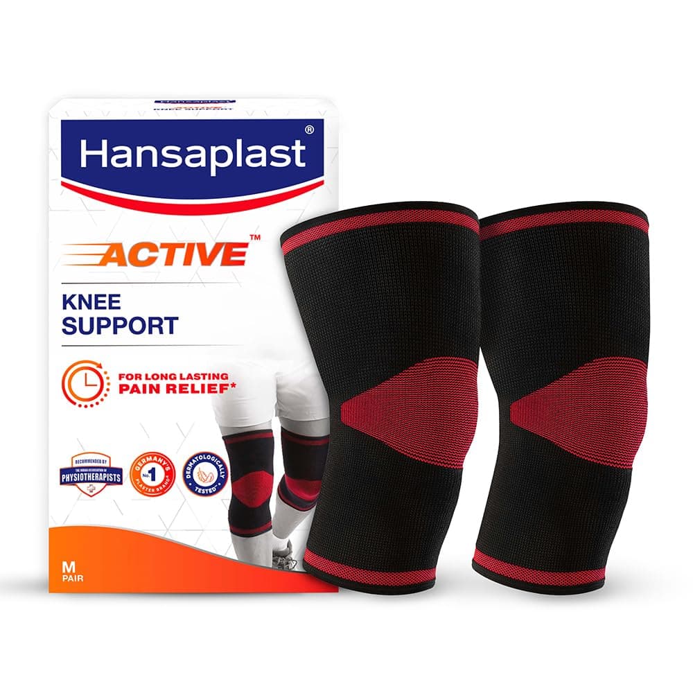 - Active Knee Support for Men & Women| Pair | Size M |Knee Brace for Long Lasting Pain Relief, Stability & Targeted Compression | Skin Friendly Knee Cap with Breathable Material & Comfortable Fit| Walking, Jogging, Gym