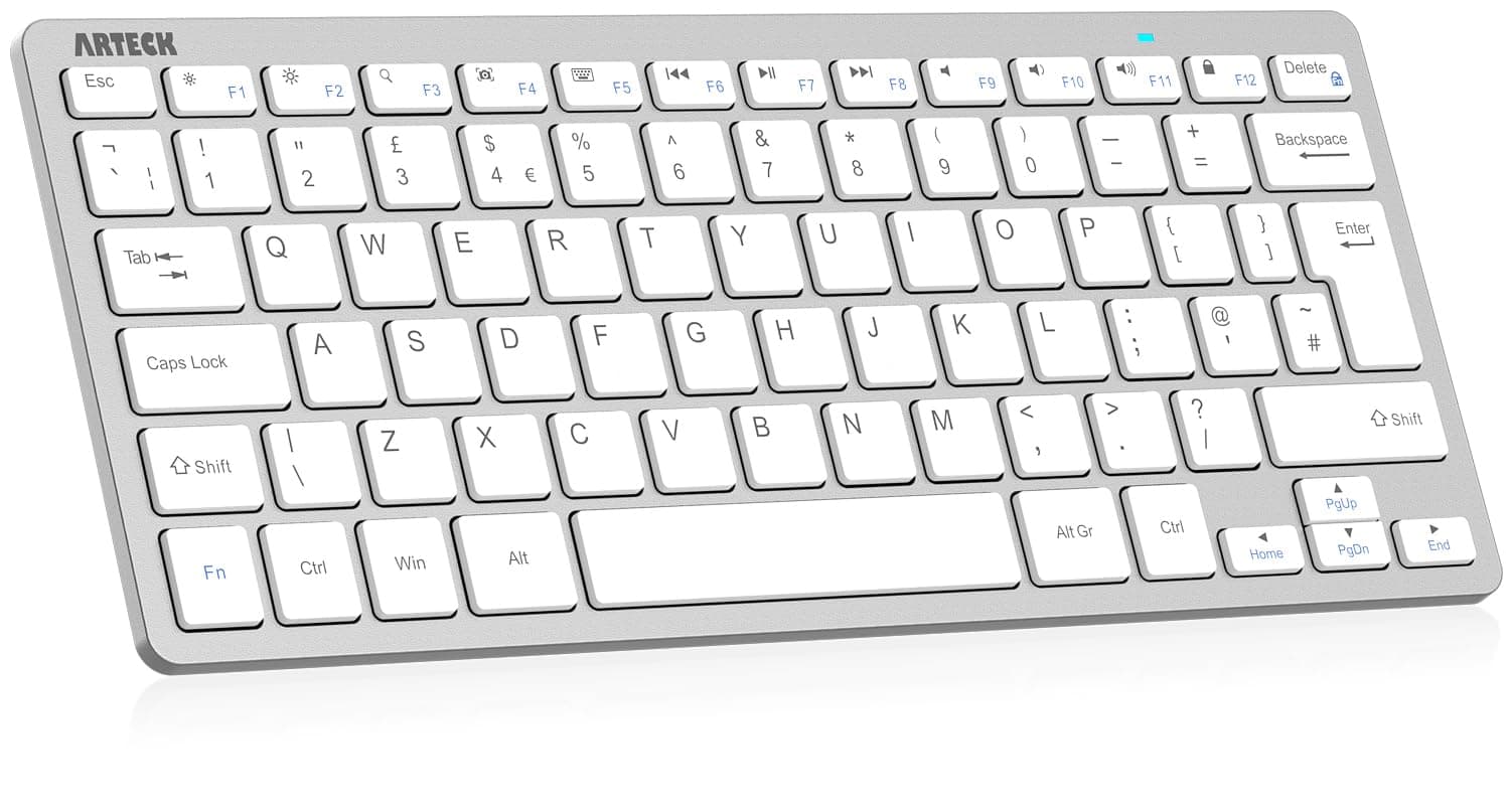 Ultra-Slim Bluetooth Keyboard Compatible with iPad 10.2-inch/Air/ 9.7-inch/Pro/Mini, iPhone and Other Bluetooth Enabled Devices Including iOS, Android, Windows, Silver