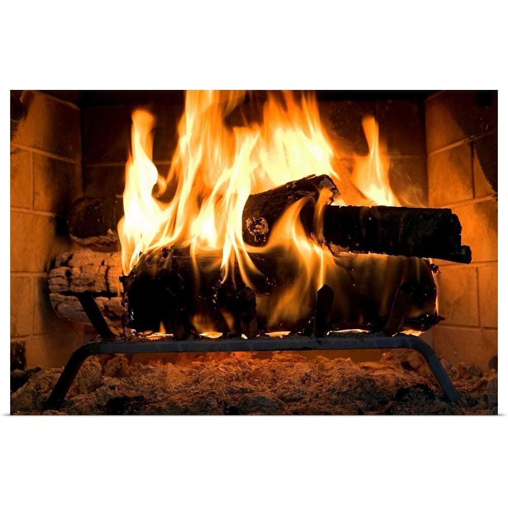 GREATBIGCANVAS Fire in Fireplace Unframed Poster Print