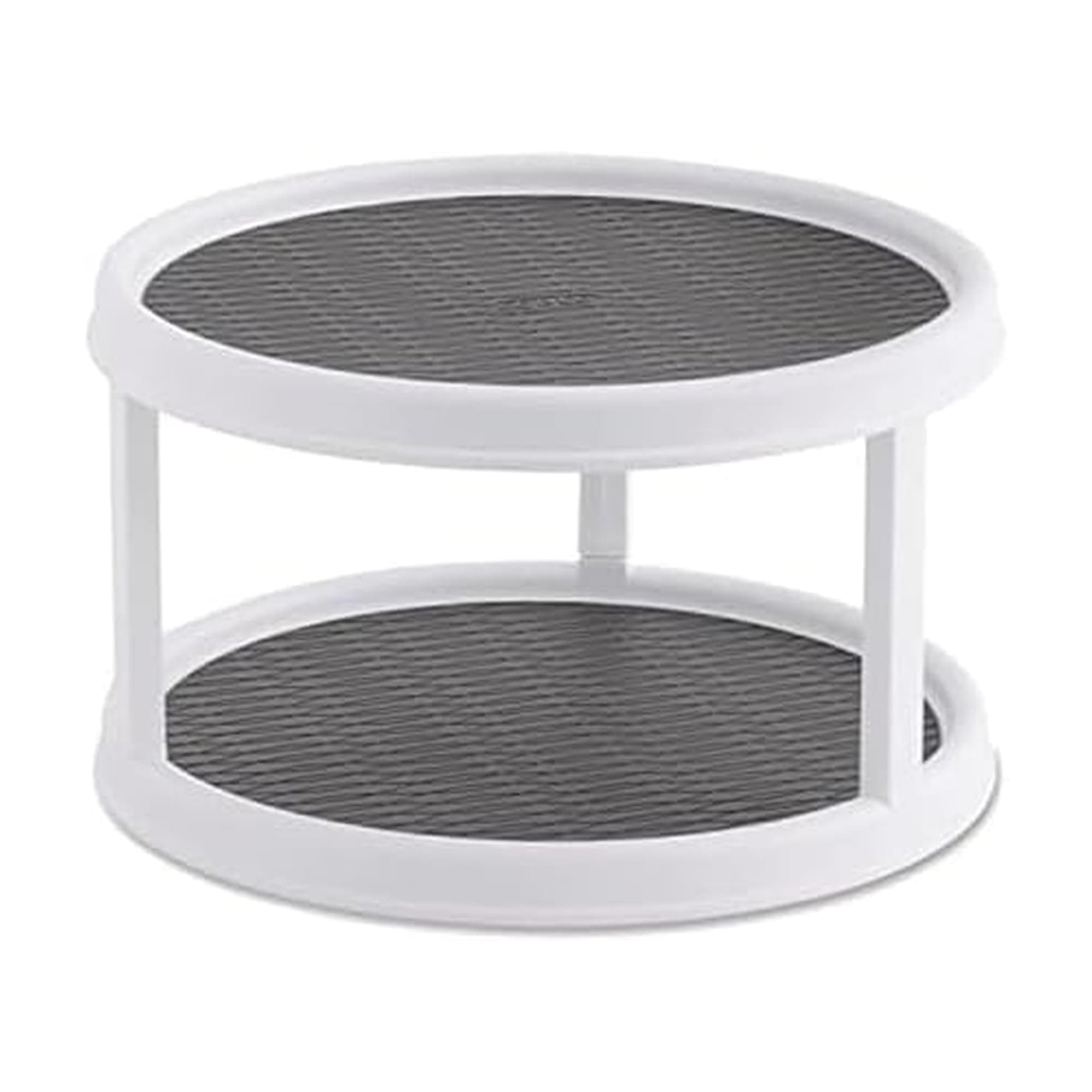Non-Skid Turntable, 2-Tier, 12-Inch, Durable & Easy Clean, White/Gray