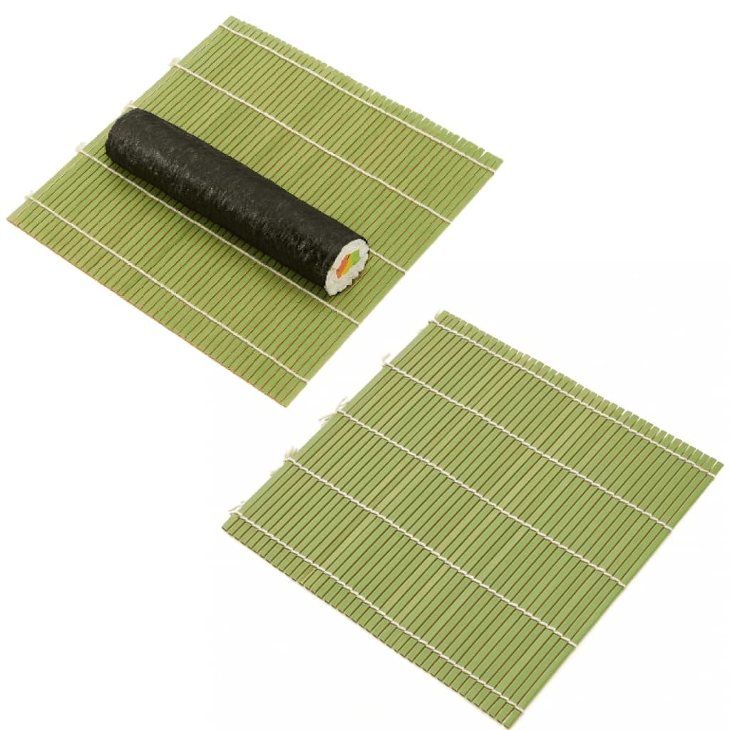 JapanBargain, 2-Pack Bamboo Sushi Rolling Mats, Square Traditional Makisu Rollers for Sushi Making, Natural Bamboo, Durable and Reusable, 9.5" x 9.5"